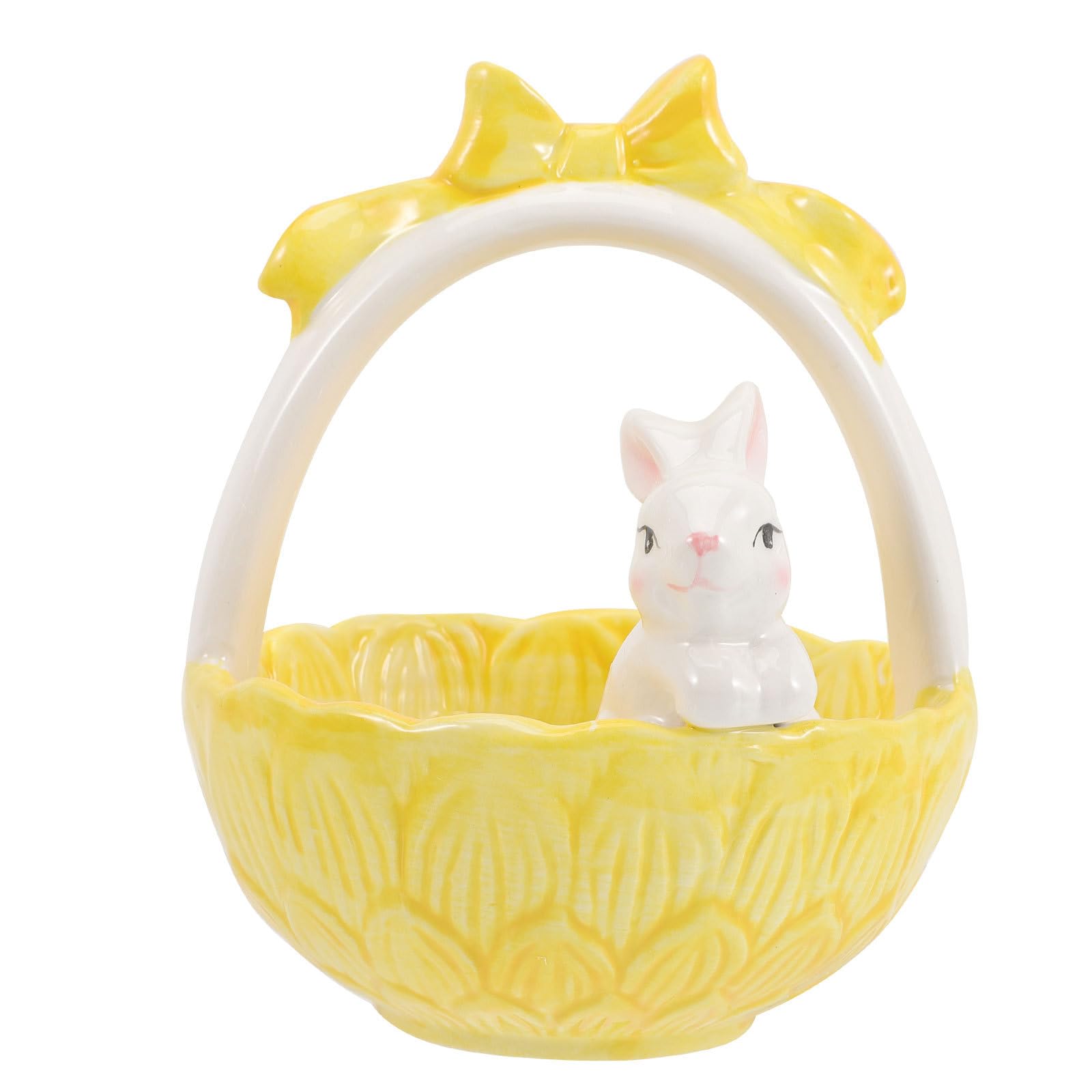 NOLITOY Easter Bunny Basket Ornament Desktop Decoration Home Office Candy Dish Fruit Bowl Snack Serving Table Decor (12.5x12.5x15cm)