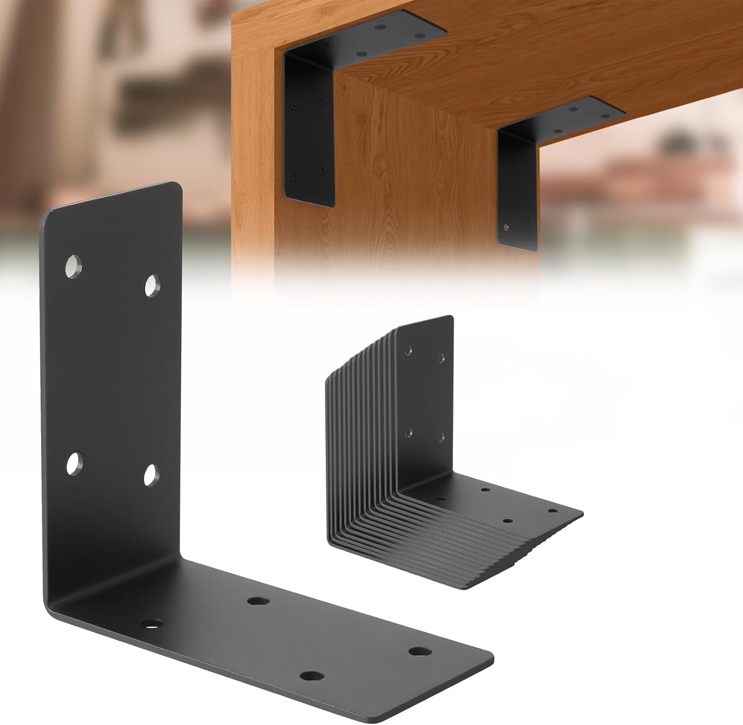 L-Shape Brackets 16PCS,4"x4"x2" 14-ga Steel Shelf Brackets,90 Degree Angle Bracket,Corner Bracket for Furniture,Bed,Wood Post