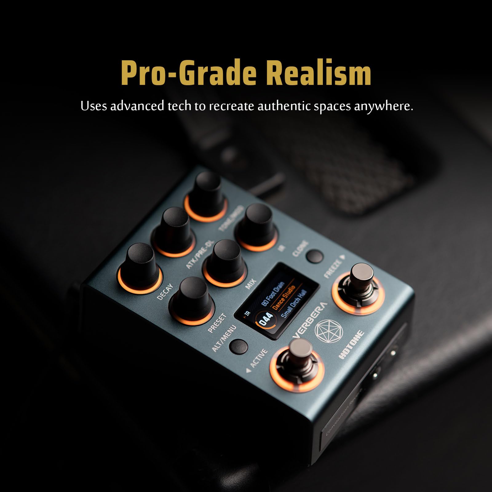 HOTONE Pedale Reverb a Convoluzione Hardware con Caricamento IR Istantaneo, Doppio Motore, Clonazione IR & 120 Impulse Response Integrate Verbera NC-200