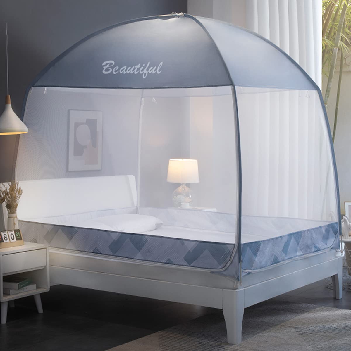 Anti Mosquito Yurt Tent for Bed, Portable Bedroom with 3 Zipper Doors - Free Standing Canopy for Outdoor Baby Kids Adult - Easy Installation