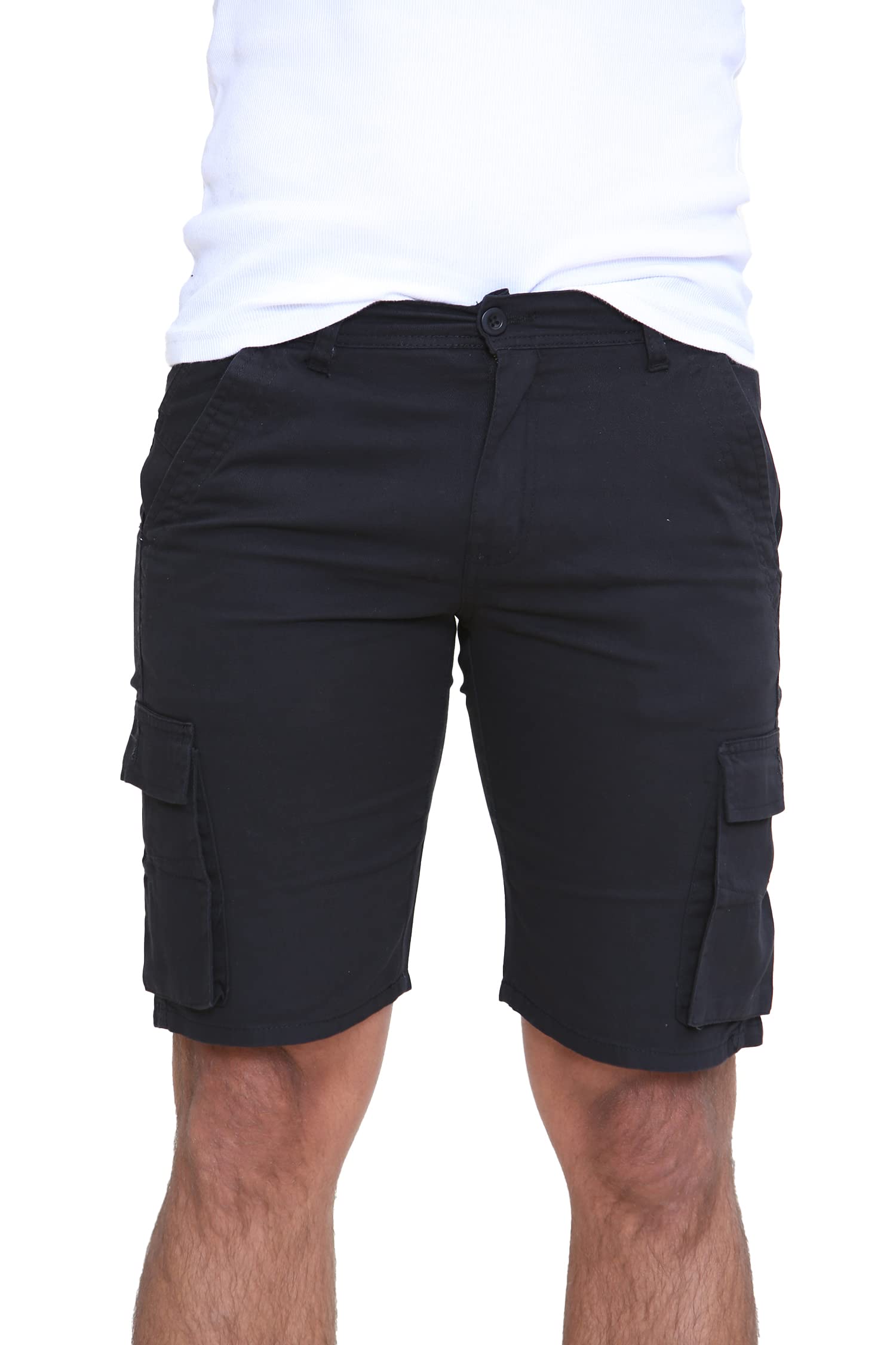Wjl Whispering Jones London Men's Black - Chino Relaxed Smart Cargo Shorts Stallion Summer Cotton Combat Cargo Pants, 38W