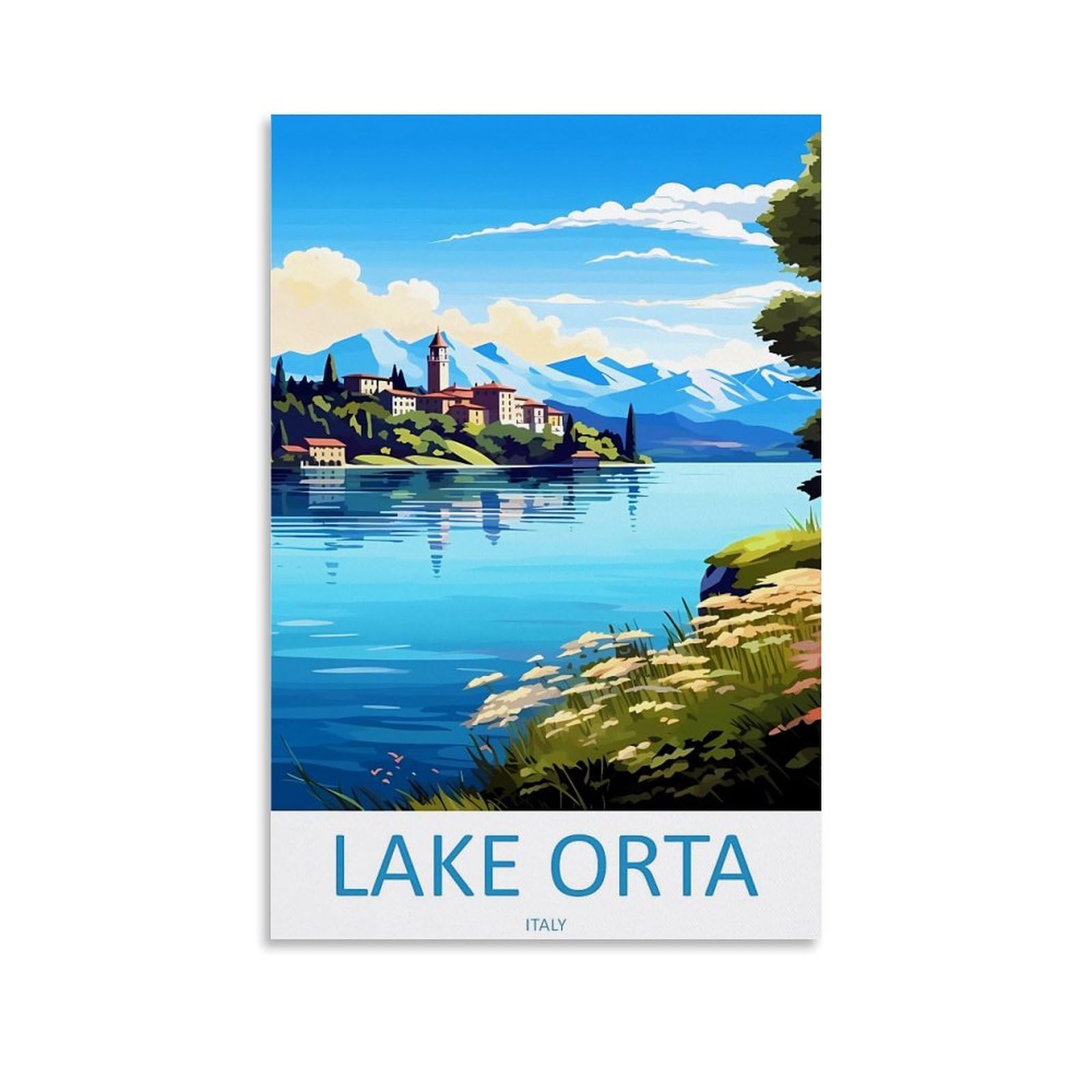 EZMLFA DIY 5D Diamond Art Painting Kits,Lake Orta Italy Colourful Rhinestone Diamond Arts Kits for Beginners, Perfect Home Wall Decor Gifts 40x40cm