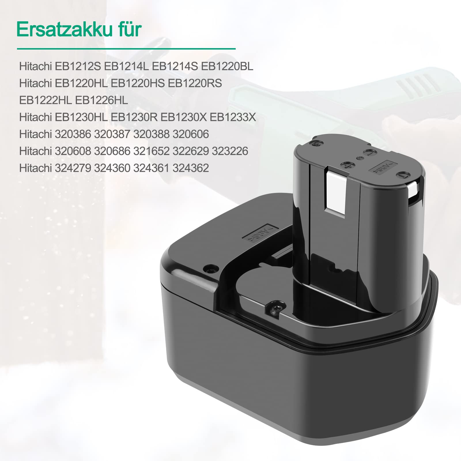 ADVTRONICS 12V 3.5Ah Ni-MH Ersatzakku Für Hitachi – Kompatibel Mit EB1212S, EB1214L Uvm.