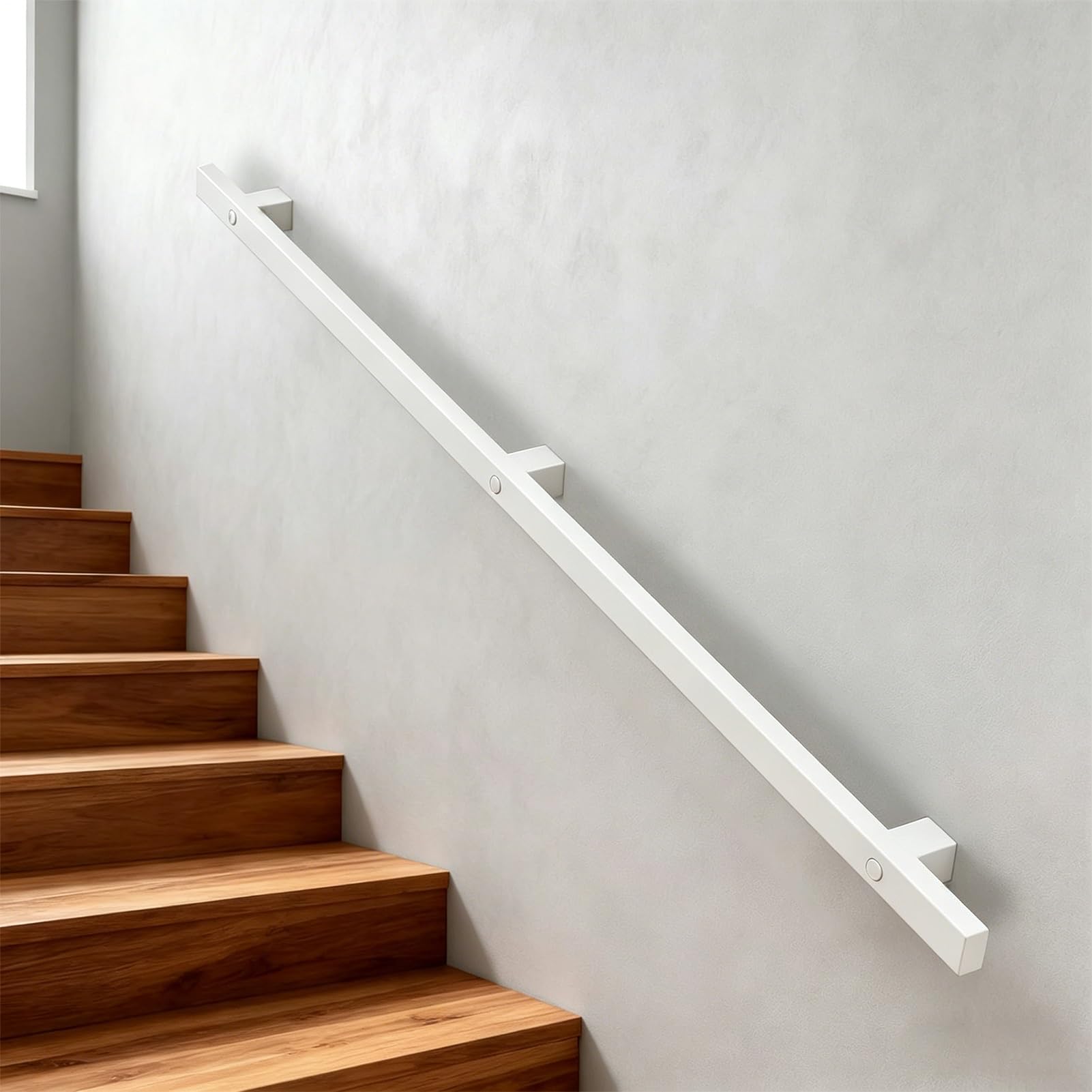 Drsyffsup One Color Heavy-Duty Metal Stair Railing White, Wall-Mounted Pipe Stairs Handrail — Handrails For Indoor & Outdoor Steps, Banister, Deck, Porch, And Patio, Wall Grab Bars For Seniors(17Ft/510Cm)