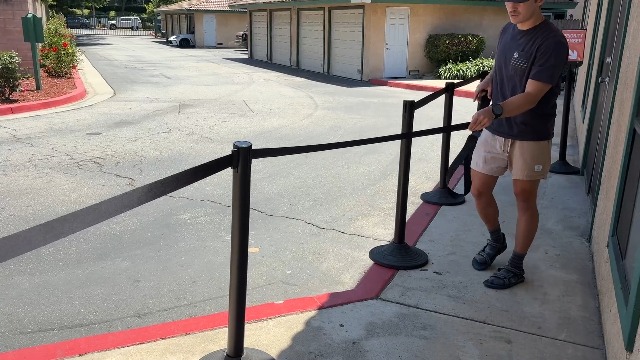 Image of 6 Pack Stanchions with Retractable Belts - Heavy Duty Crowd Control Barriers with Weighted Rubber Base, Retractable Belt Stanchions for Queue Line, Events, Public Safety(Black,6 Pack)