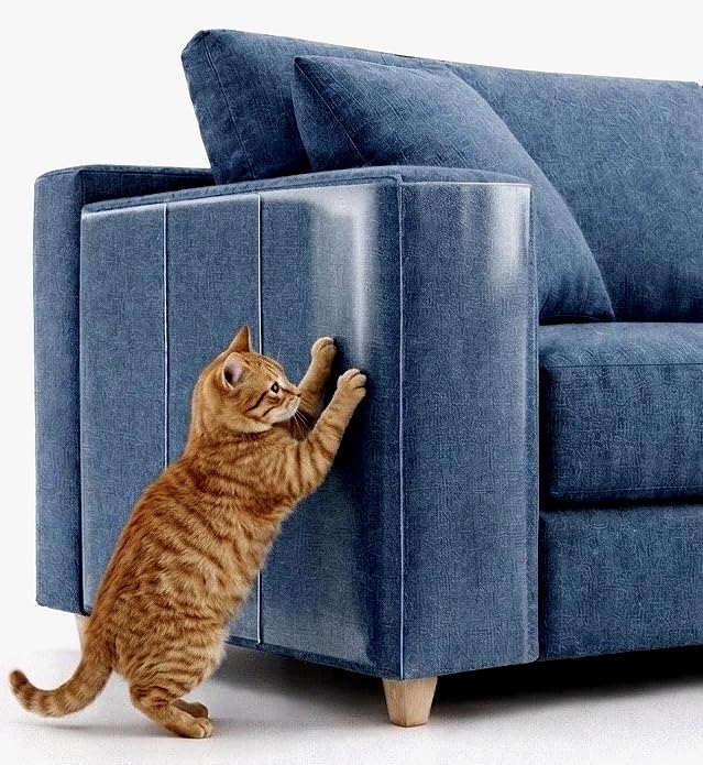 Image of FTSTC 10 Pieces Cat Scratch Protection, Self-Adhesive Scratch Protector with 40 Screws Scratching Mat for Cats, Protective for Sofa, Table and Chair Legs