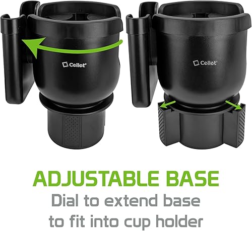 Miniatura 4 de Portavasos adaptable para coche acomoda botellas grandes de hasta 3.5 pulgadas con base ajustable y soporte para teléfono integrado