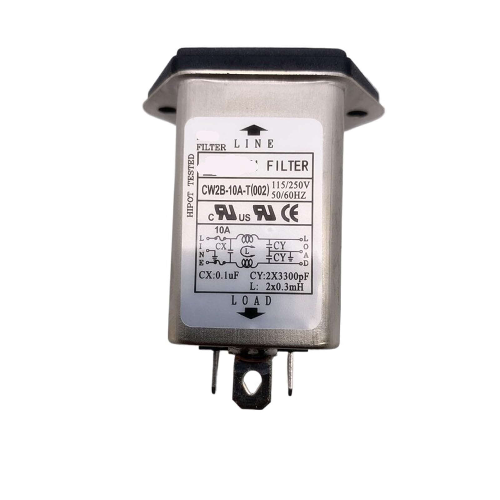 JJHQOKYNA Power filter 220V single insurance socket double CW2B-10A/3A/6A-T(CW2B -10A -T 002 Double insurance)