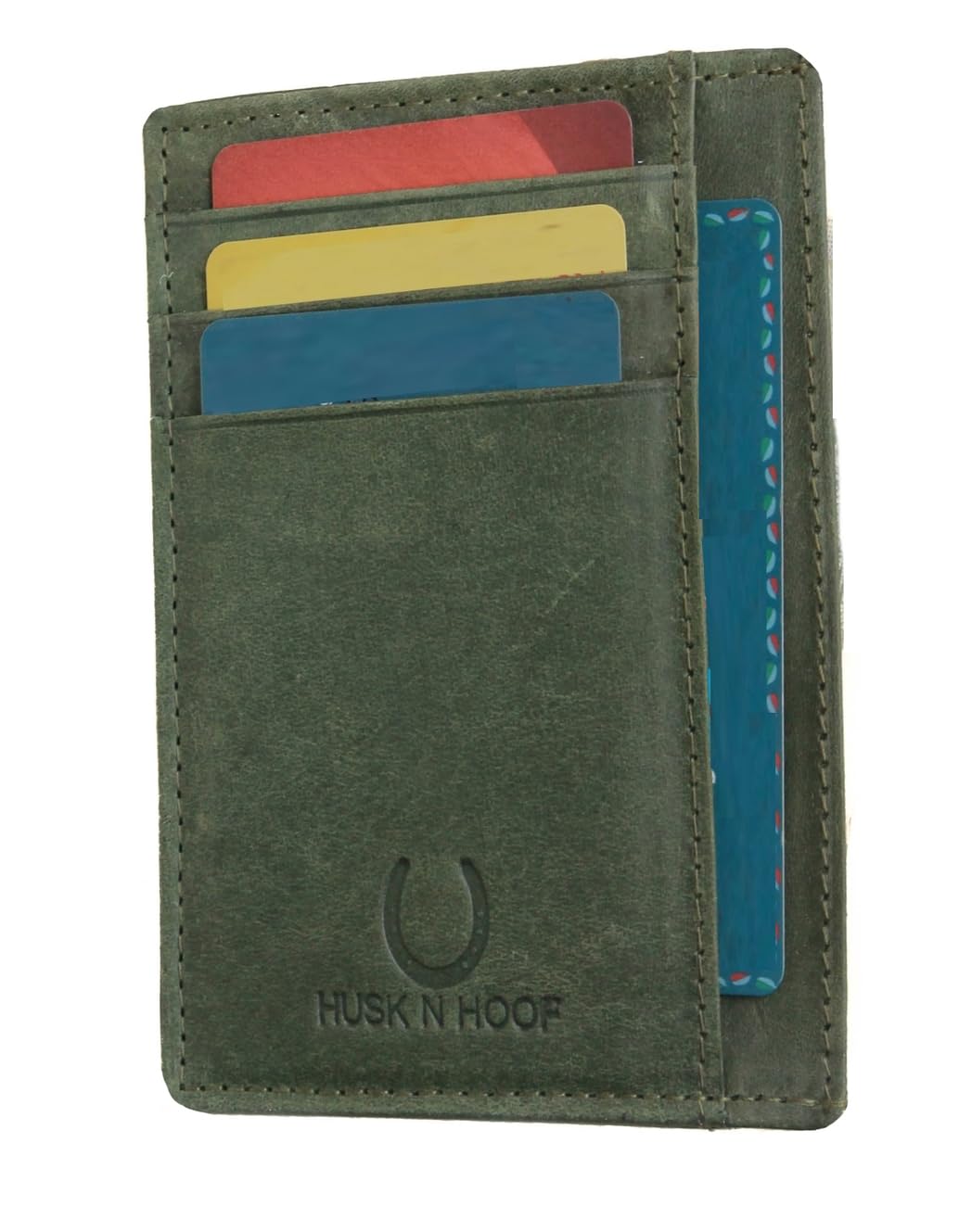 Husk N Hoof RFID Protected Leather Credit Card Holder Wallet for Man Women | Card Holder for Men Woman | Hunter Green
