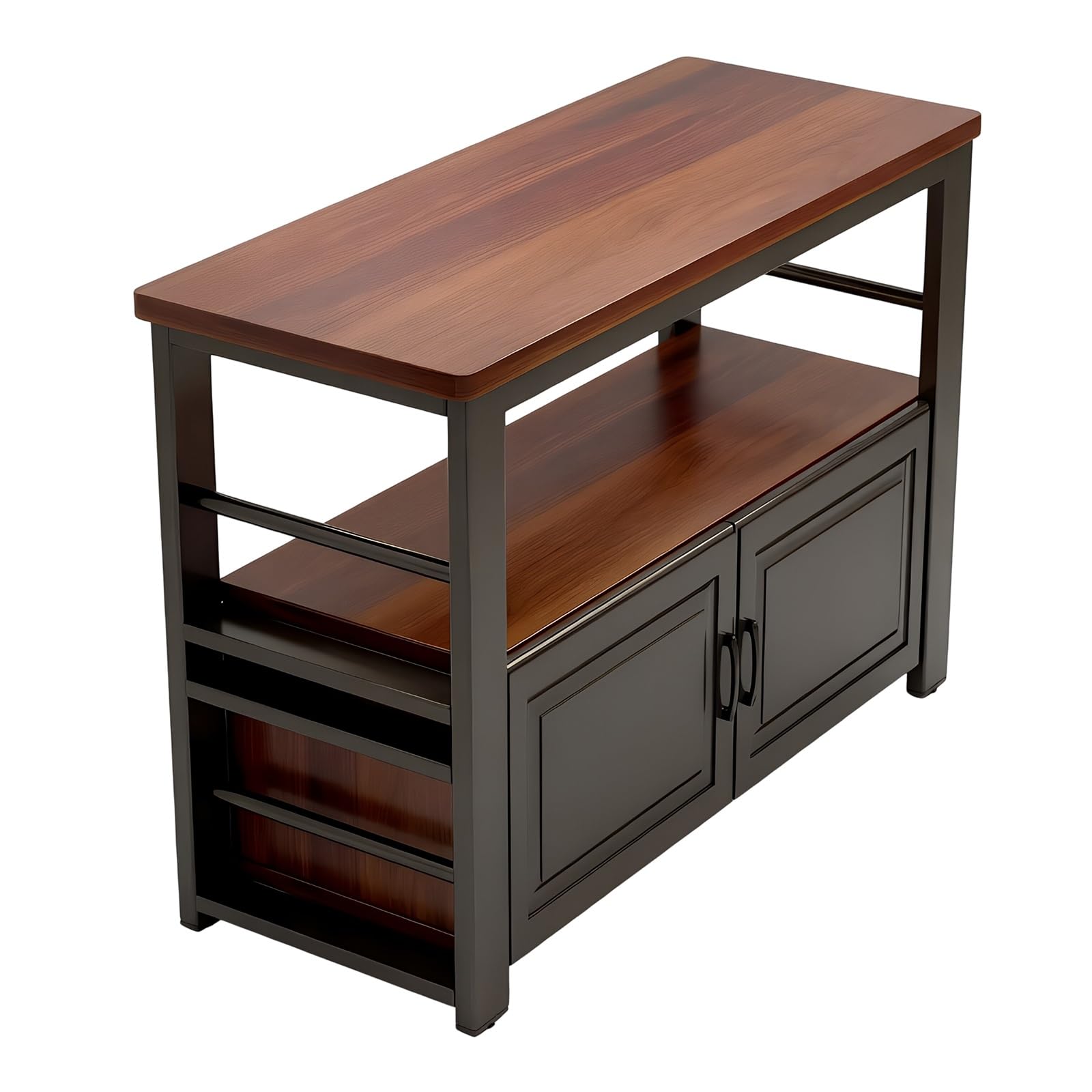 Zf9tBw5sH Unità cucina ad isola Credenza Cucina Isola Piano in legno Struttura in metallo Mobile portaoggetti con ripiano