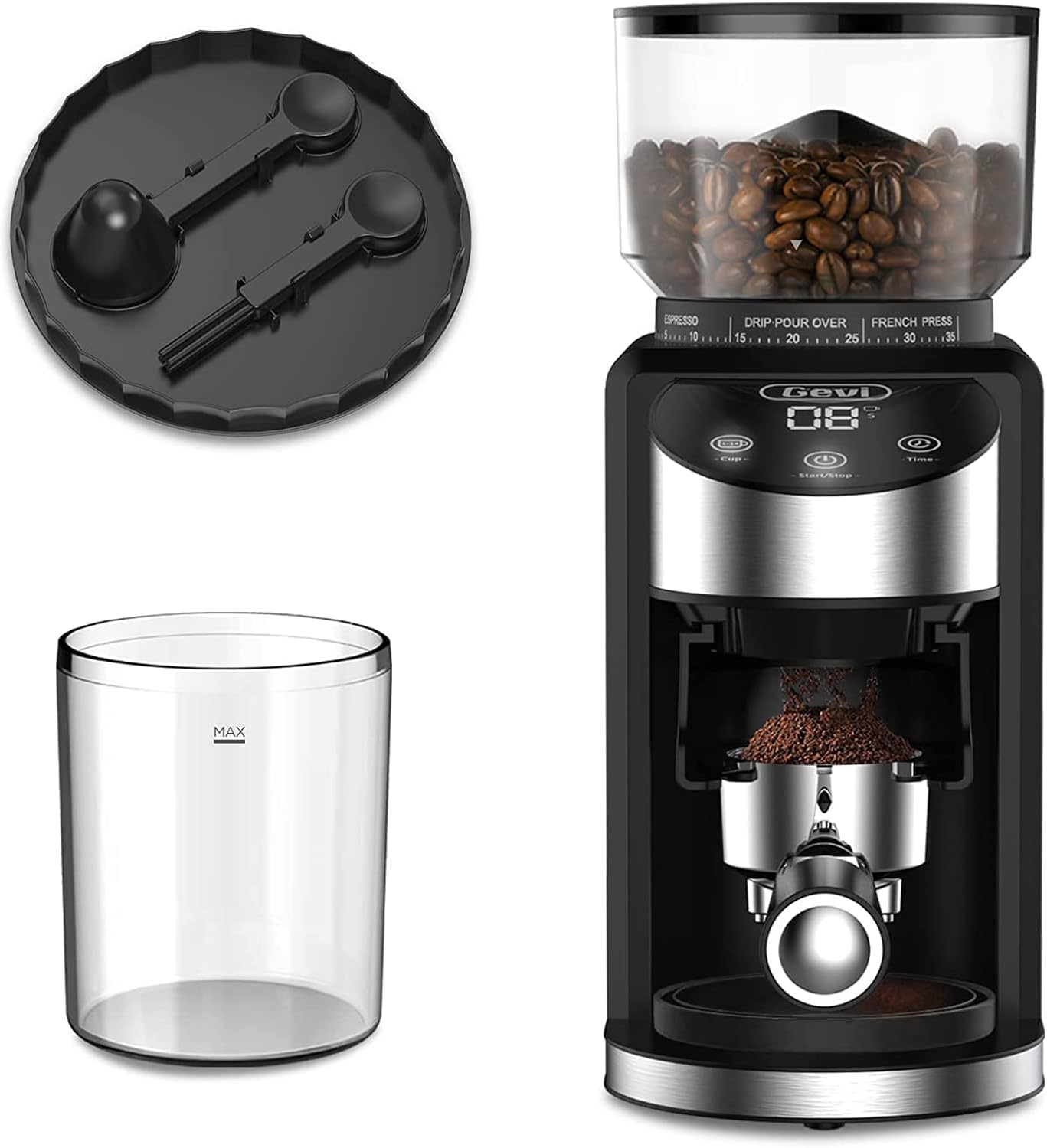 Gevi Burr Coffee Grinder, Adjustable Burr Mill with 35