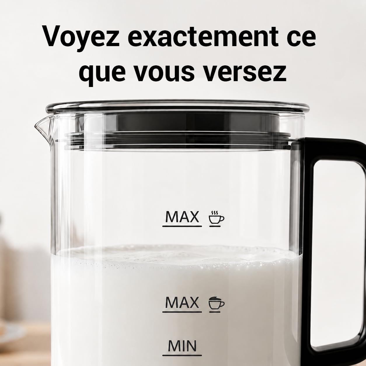 Olvy Mousseur Lait Electrique Chauffe Emulsionneur 3en1