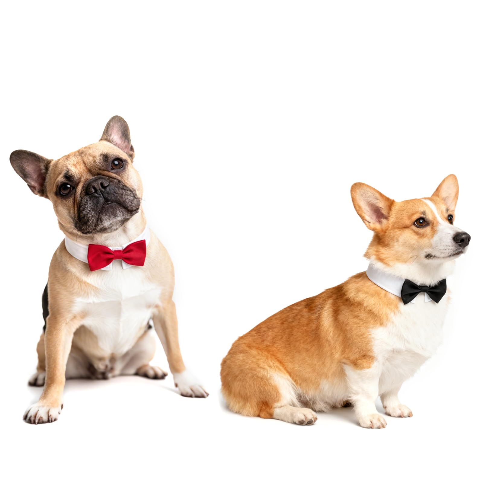 2 Pack Pet Bow Tie for Dogs and Cats, Adjustable Dog Tuxedo Collar, Formal Pet Costume Accessories for Wedding Birthday Party, Black and Red