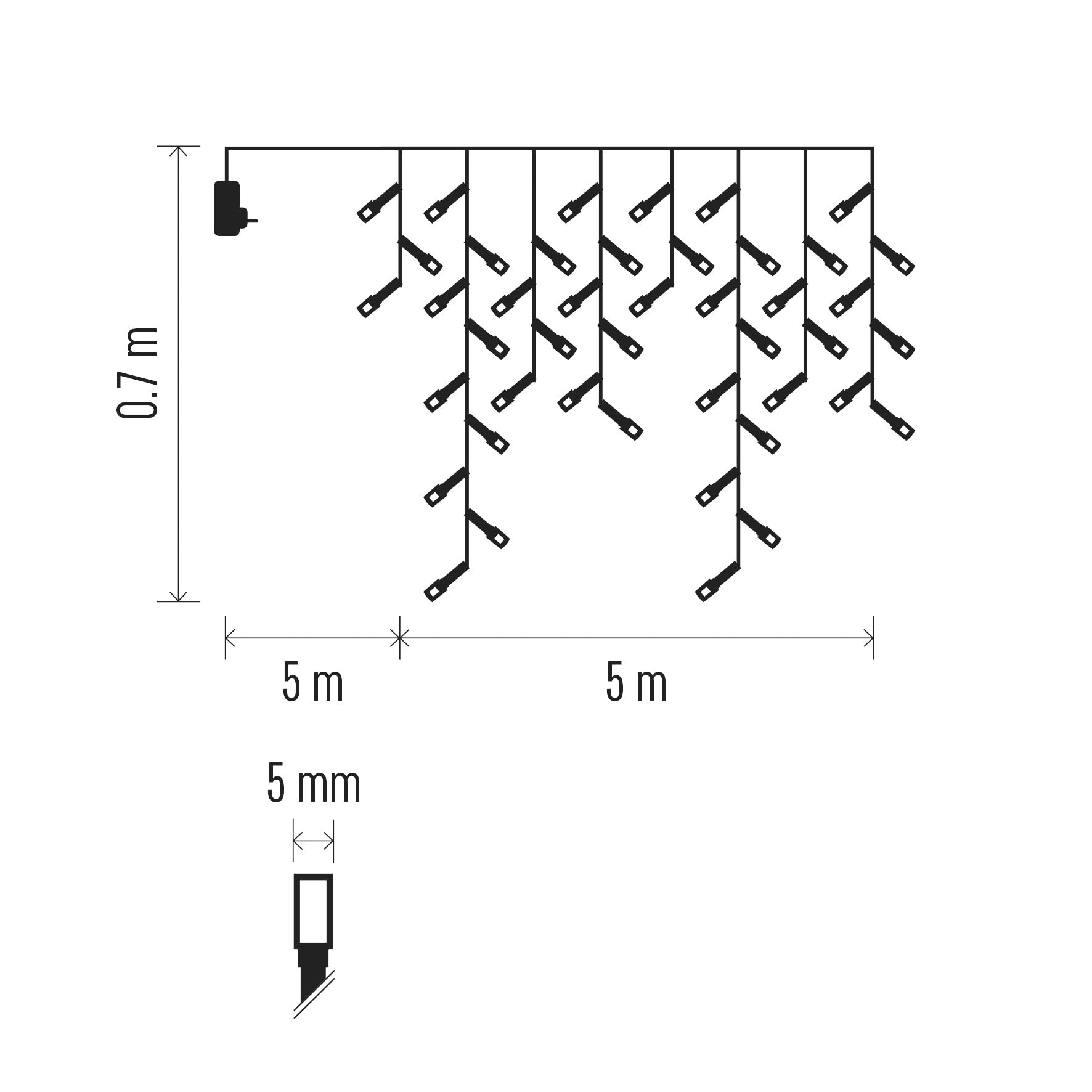 EMOS Guirlande lumineuse de pluie glacée à LED, 5 m + câble d'alimentation de 5 m, 8 modes d'éclairage, télécommande et bloc d'alimentation avec minuteur, 300 LED, IP44 pour l'intérieur et l'extérieur