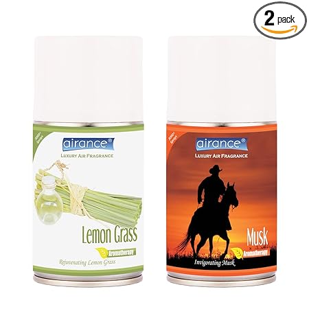 Airance Room Freshner Spray Aroma Perfume Refill Musk & Lemon Grass - 250 ML - Pack Of Two - Fit all Machines using 250 ML / 300 ML bottles
