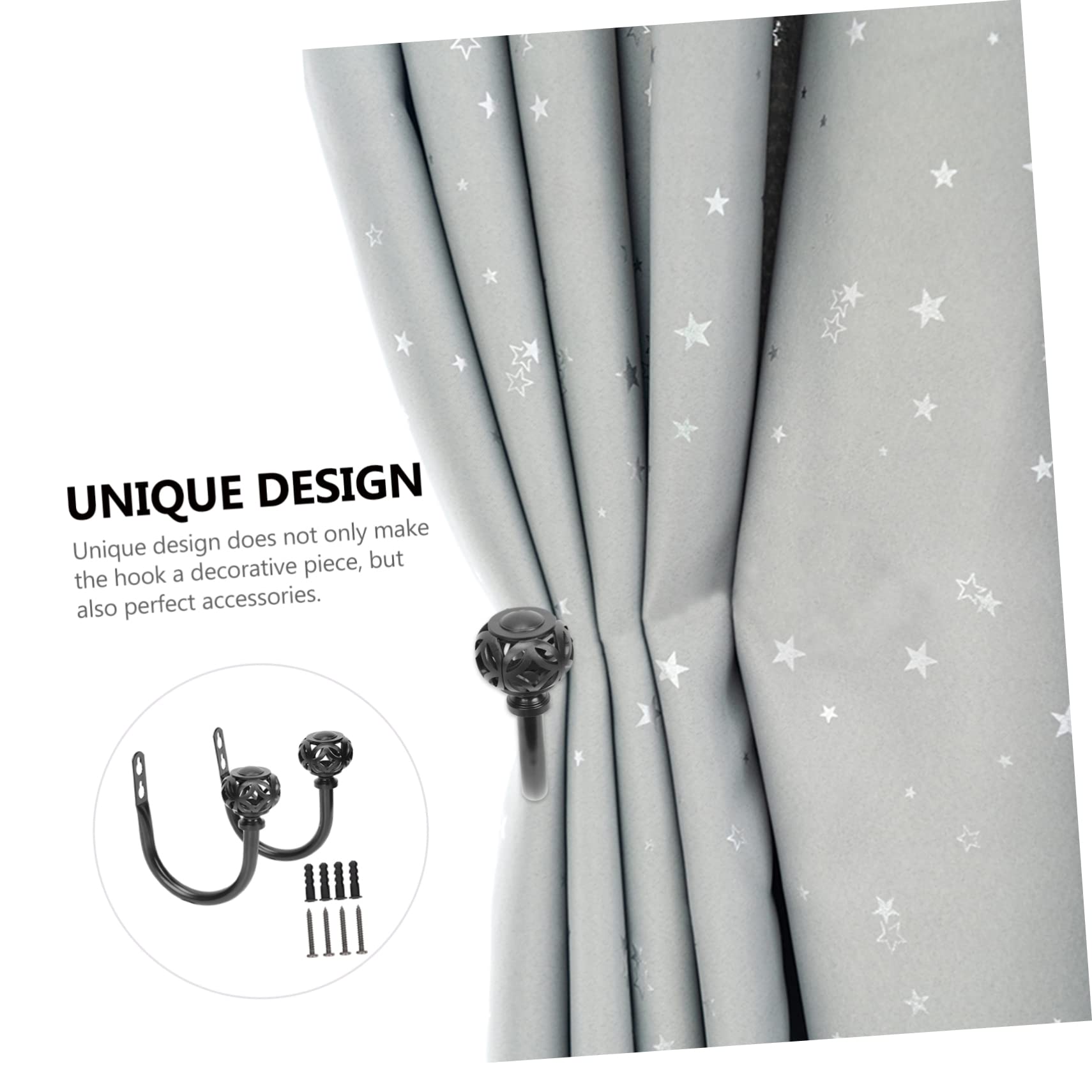 Alipis 6pièces Muraux Fer U-Shape pour Rideaux Attaches Décoratives Multifonctionnelles pour Manteaux Chapeaux Et Serviettes
