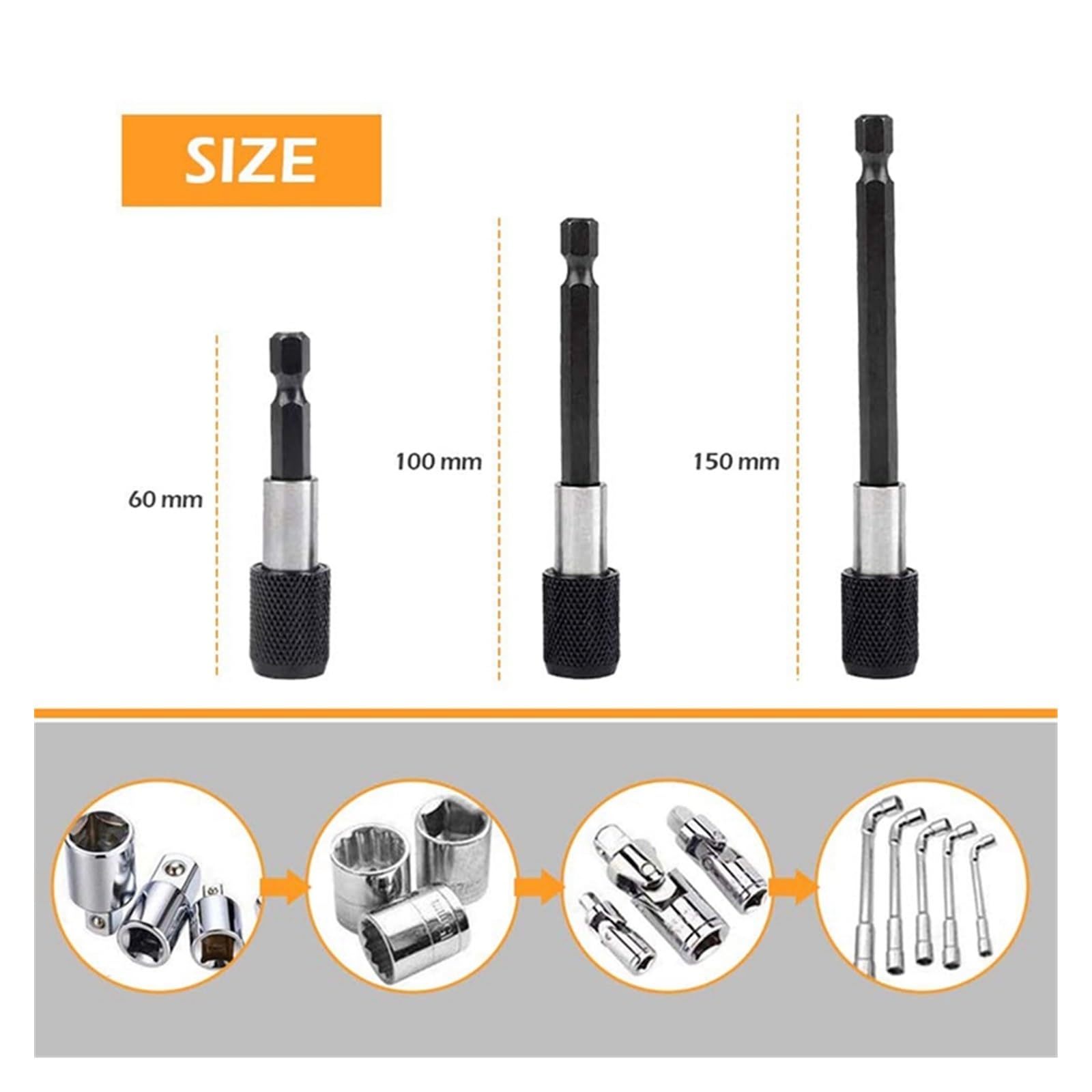 Juego de adaptador de enchufe universal Extensión de broca flexible Vástago hexagonal Juego de brocas for tuercas de broca, Broca flexible