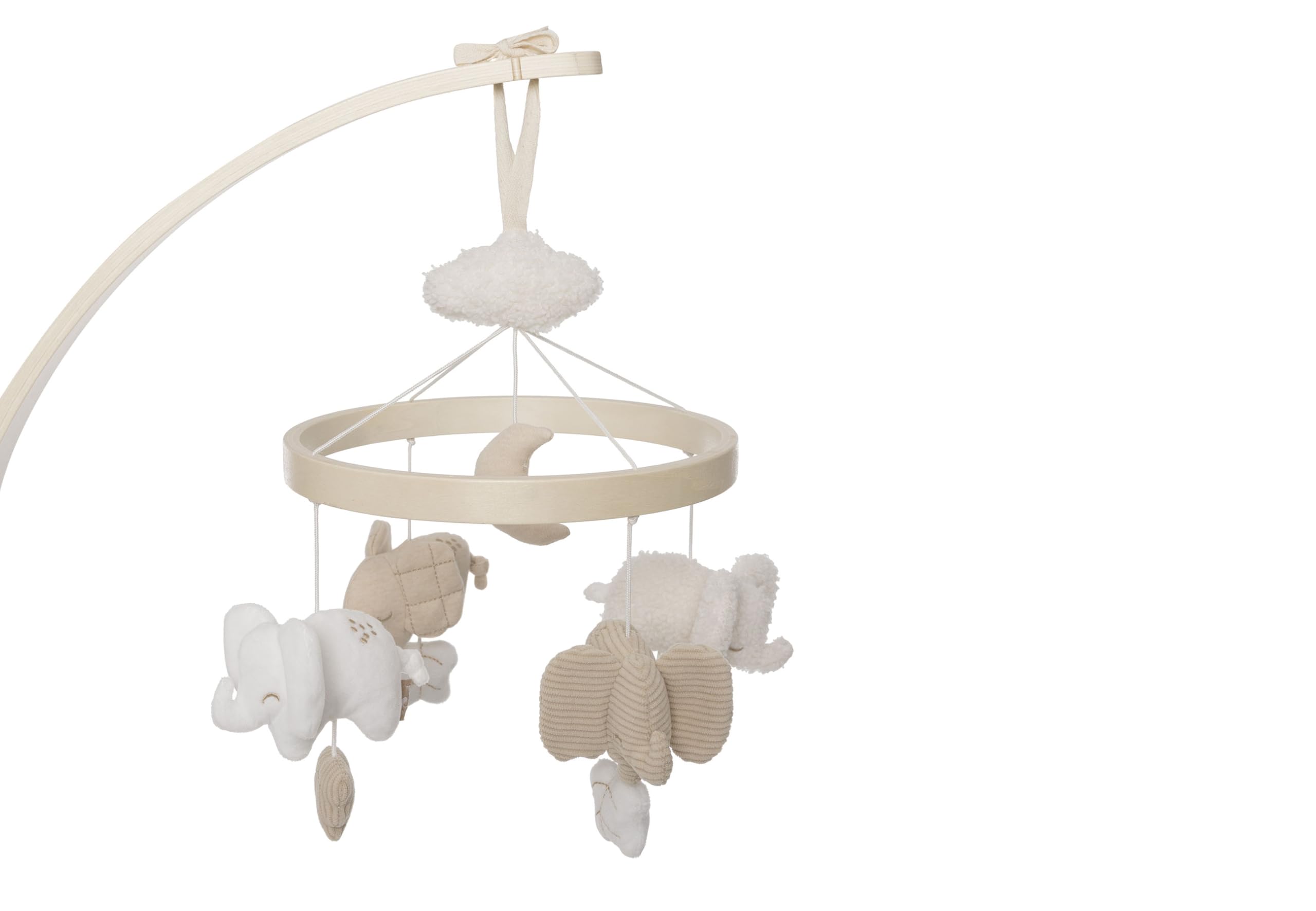 Jollein Mobile Baby – Elephant Tales – Mit Elefanten & Wolke – Weiches Baby Mobile für Babybett & Laufgitter – Fördert Sinne & Aufmerksamkeit – Geschenke zur Geburt