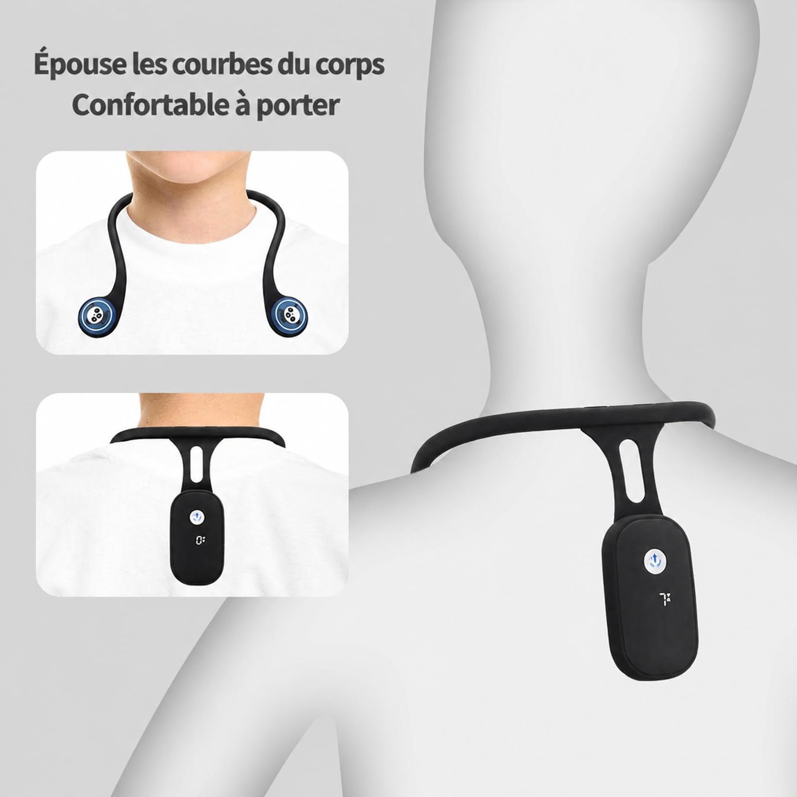 Motoulax Correcteur de Posture Suspendu au Cou, Entraîneur de Posture Rechargeable en Silicone avec Induction Automatique, Rappel Vibrant Intelligent pour Dos, Épaules, Travail et Études