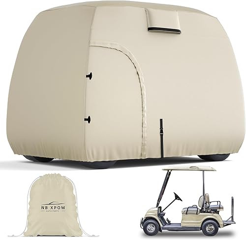 NBXPOW 600D Golf Cart Cover Heavy Duty Waterproof Golf Cart Covers Universal Fits for Most 2 or 4 Passenger Club Car, EZGO, Yamaha