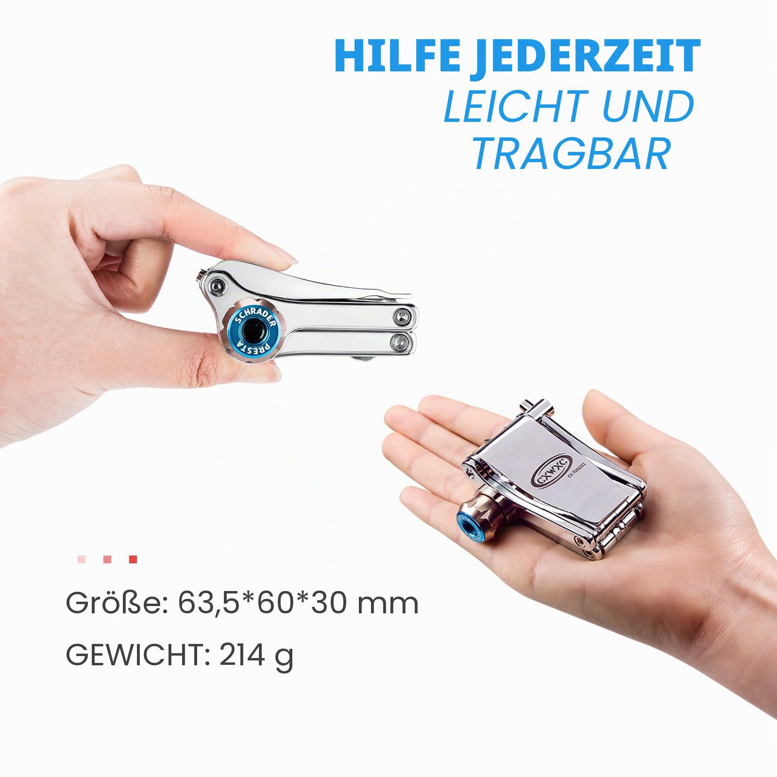 CXWXC Fahrrad Multitool Mit Fahrradpumpe CO2 Kartuschenpumpe,Multifunktionswerkzeug Reparatur Werkzeug Set,Kompakt und Leicht, für Rennrad,MTB,Stadtrad
