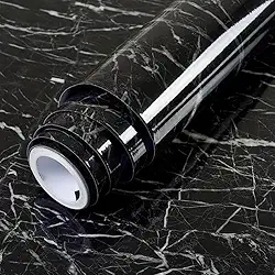 Papel De Parede Premium Mármore Texturizado Preto Autocolante Adesivo Lavavel Rolo de 5 Metros x 45 cm Sala, Cozinha, Banheiro E Escritório.