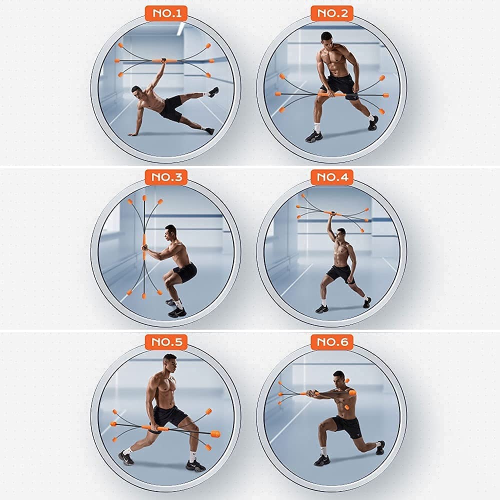 Swing Stick Fitness Asta elastica speciale per il fitness Barra elastica fitness, 4 livelli di gravità, regolazione libera, barra elastica fitness multifunzionale per l'allenamento(Color:Orange)