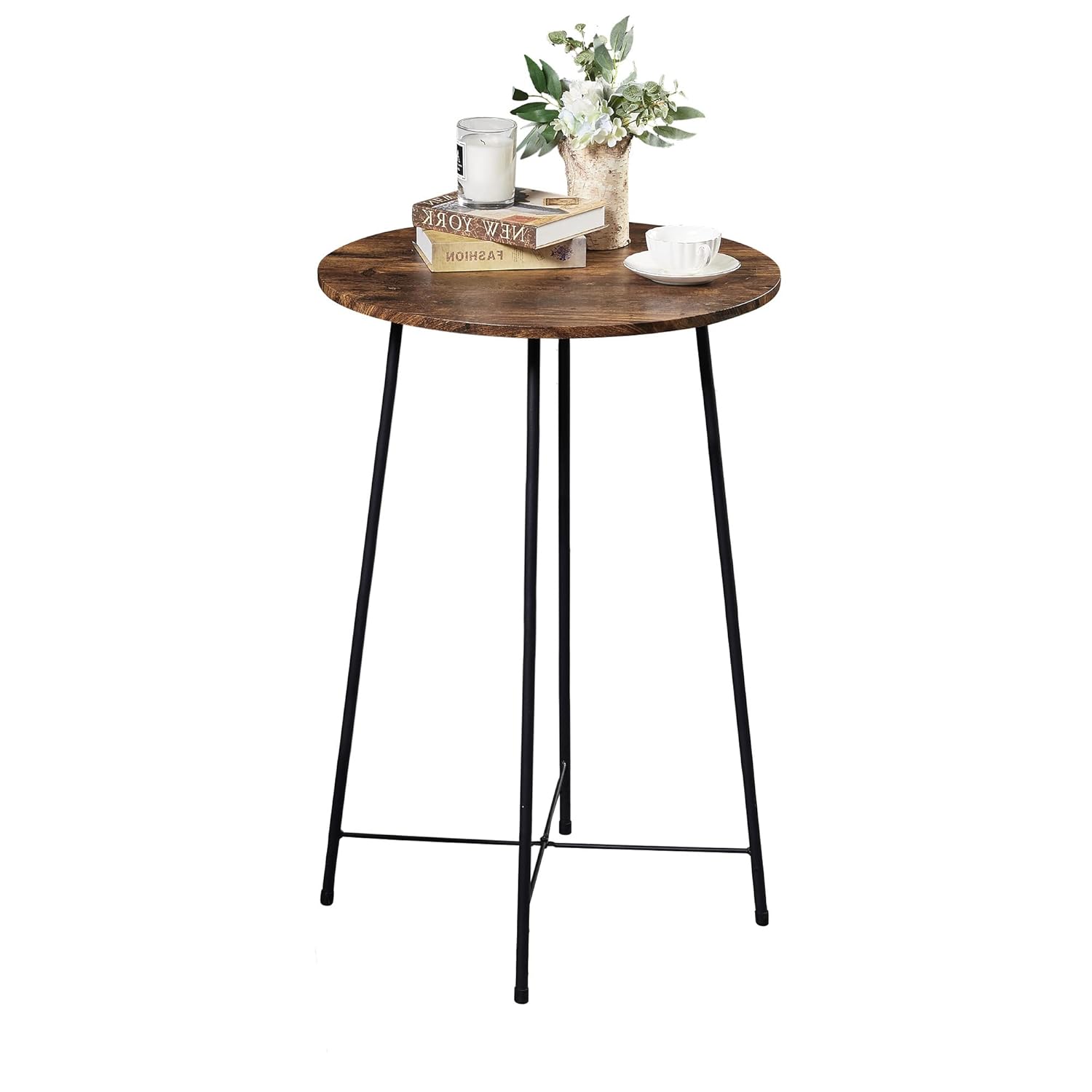 VECELO 23.6" Round Bar Table, Modern Bistro Pub Dining Room Furniture