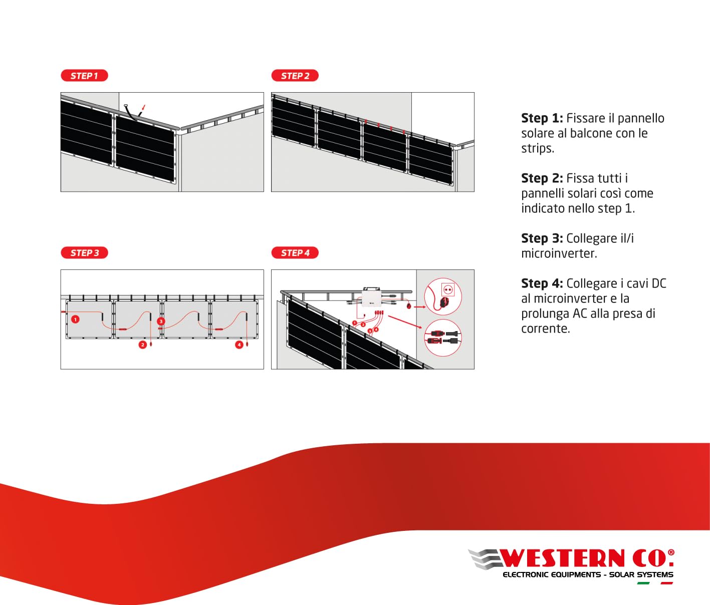 Western CO | Kit Balcone | Pannello Fotovoltaico Microinverter, Moduli Fotovoltaici FV Flessibili, Kit Pannelli Solari, Pratica Semplificata
