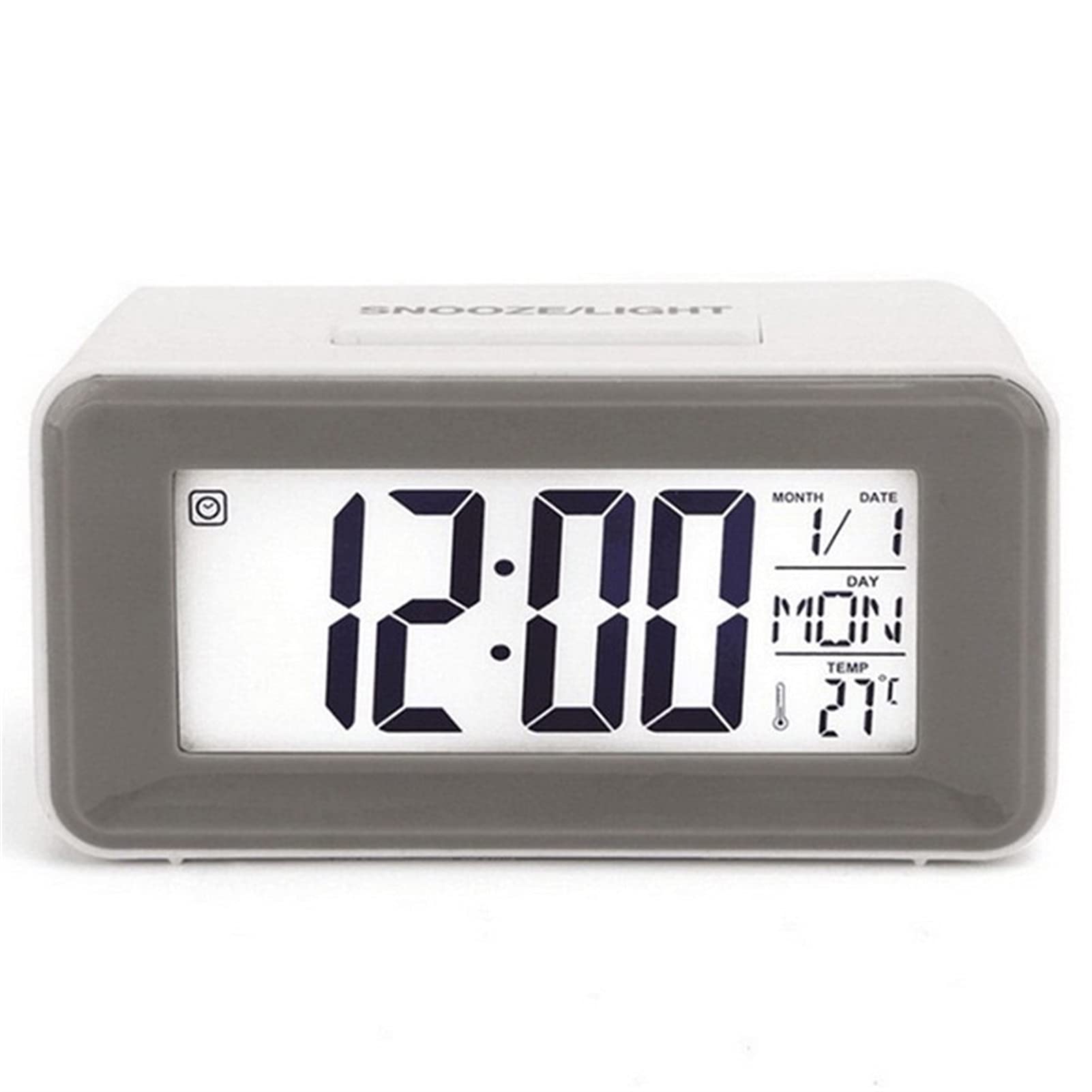 TWDYC Digital Alarm Clock, Multifunctional Mini Snooze Electronic Music Clock with Temperature/Date Display, Suitable for Children/Adults (White)