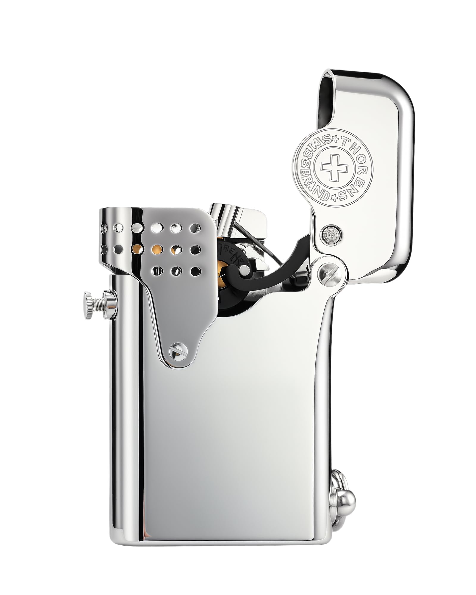 THORENS Gen 5 - Single Claw - Storm(Side-Fill)- Silver Sturmfeuerzeug | Messing, Benzin, Vintage, Retro, nachfüllbar, Softflame, Autozündung, Camping, Sammlergeschenk für Ehemann, Vater, Freund