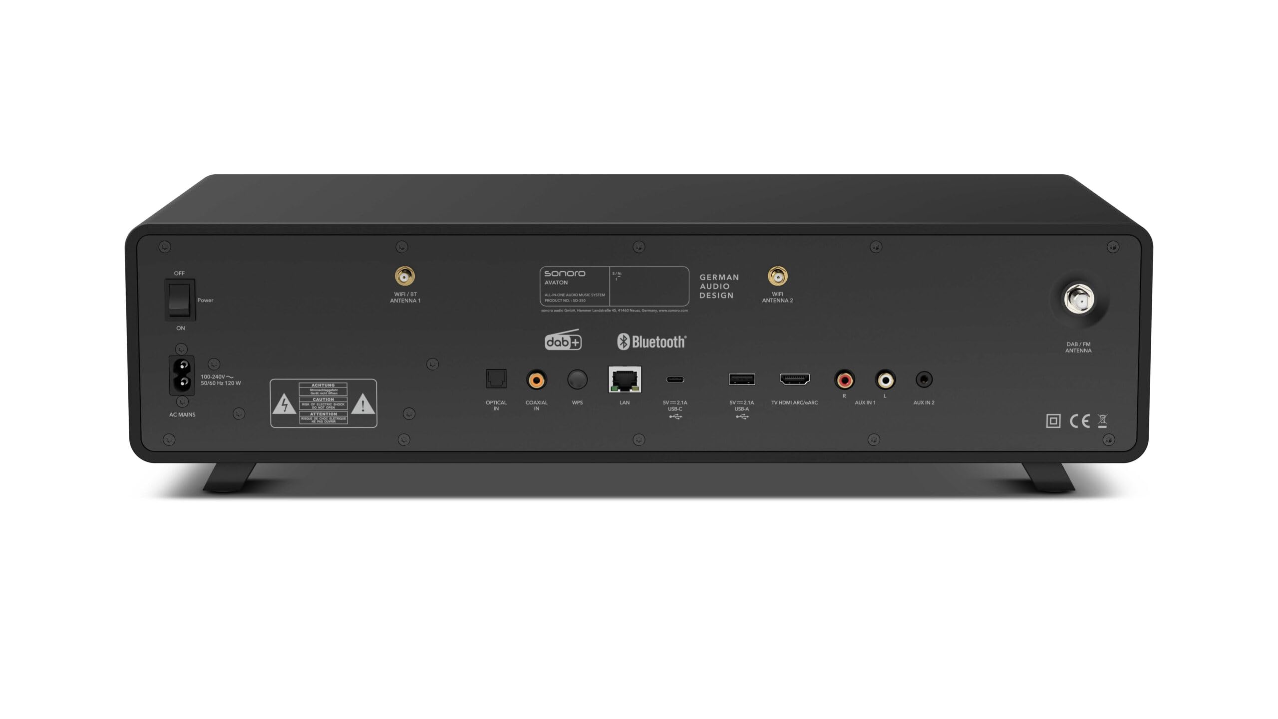 sonoro AVATON - Bluetooth HiFi Anlage; Kompatibel mit AirPlay, Google Cast, Spotify, Tidal, Qobuz, Amazon Music; DAB+/FM-Radio, HDMI ARC, Design aus Lack veredeltem Holzgehäuse, Smart-Home-Integration
