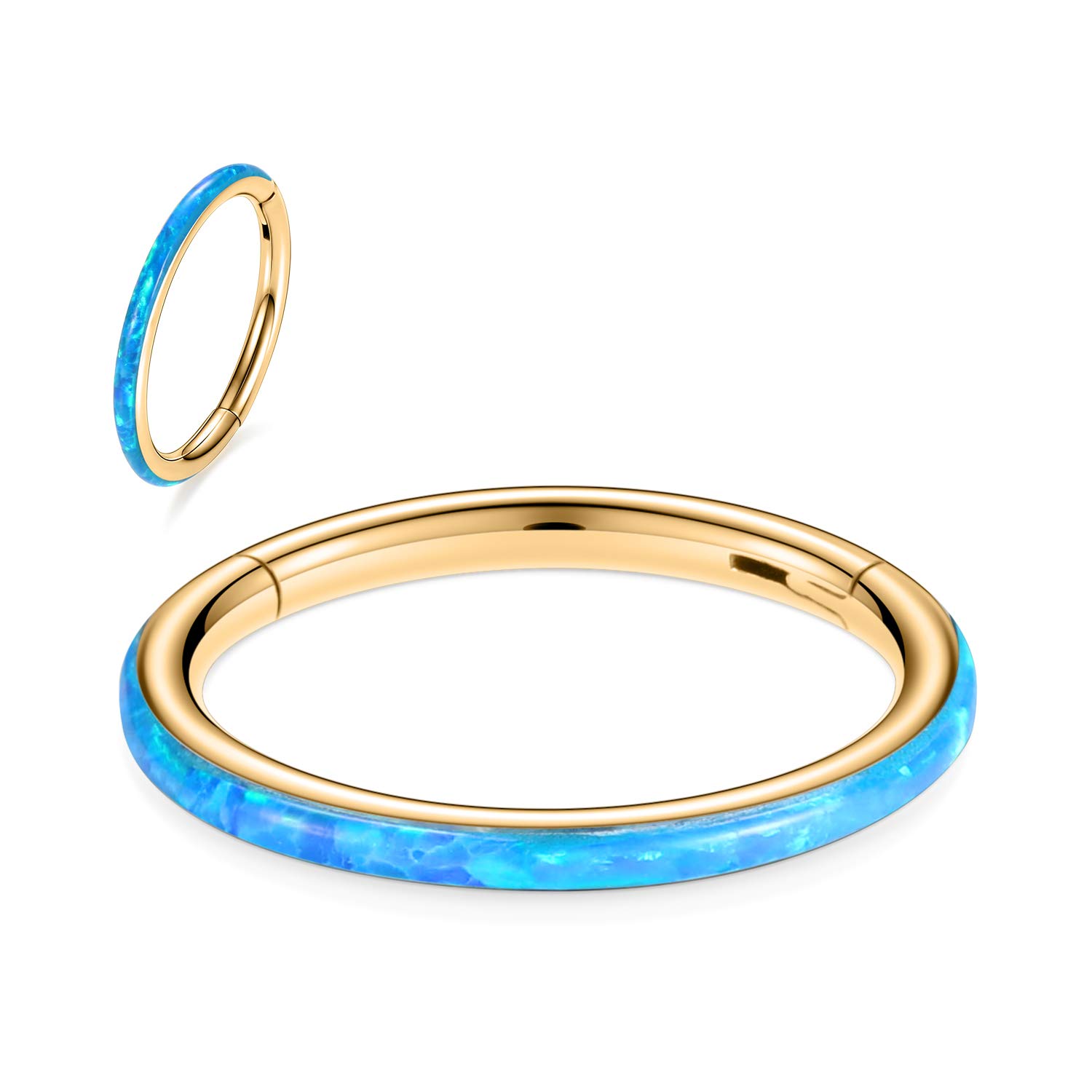 hengkaixuan CZ/Opal Nose Rings Conch Jewellery Septum Clicker 316L Surgical Steel Segment Ring Helix Cartilage Earrings Hoop Daith Tragus Rook Piercing Jewellery — view 66
