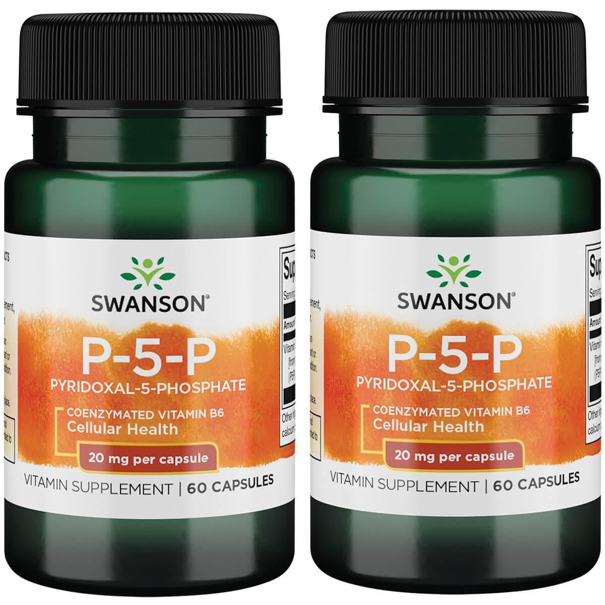 Swanson P-5-P Coenzymated Vitaminb-6, 20 mg, 60 Capsules, 2 Pack 60 Count (Pack of 2)