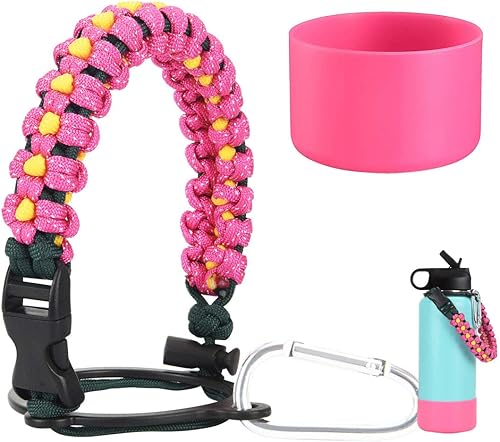 LX-SUNCX - Mango de cuerda paracord para botella de agua Hydro Flask, se adapta a botellas de boca ancha (12oz-40oz), resistente portabotella con