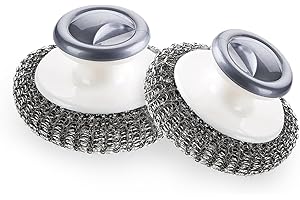 2Pcs Stainless Steel Scrubber with Handle