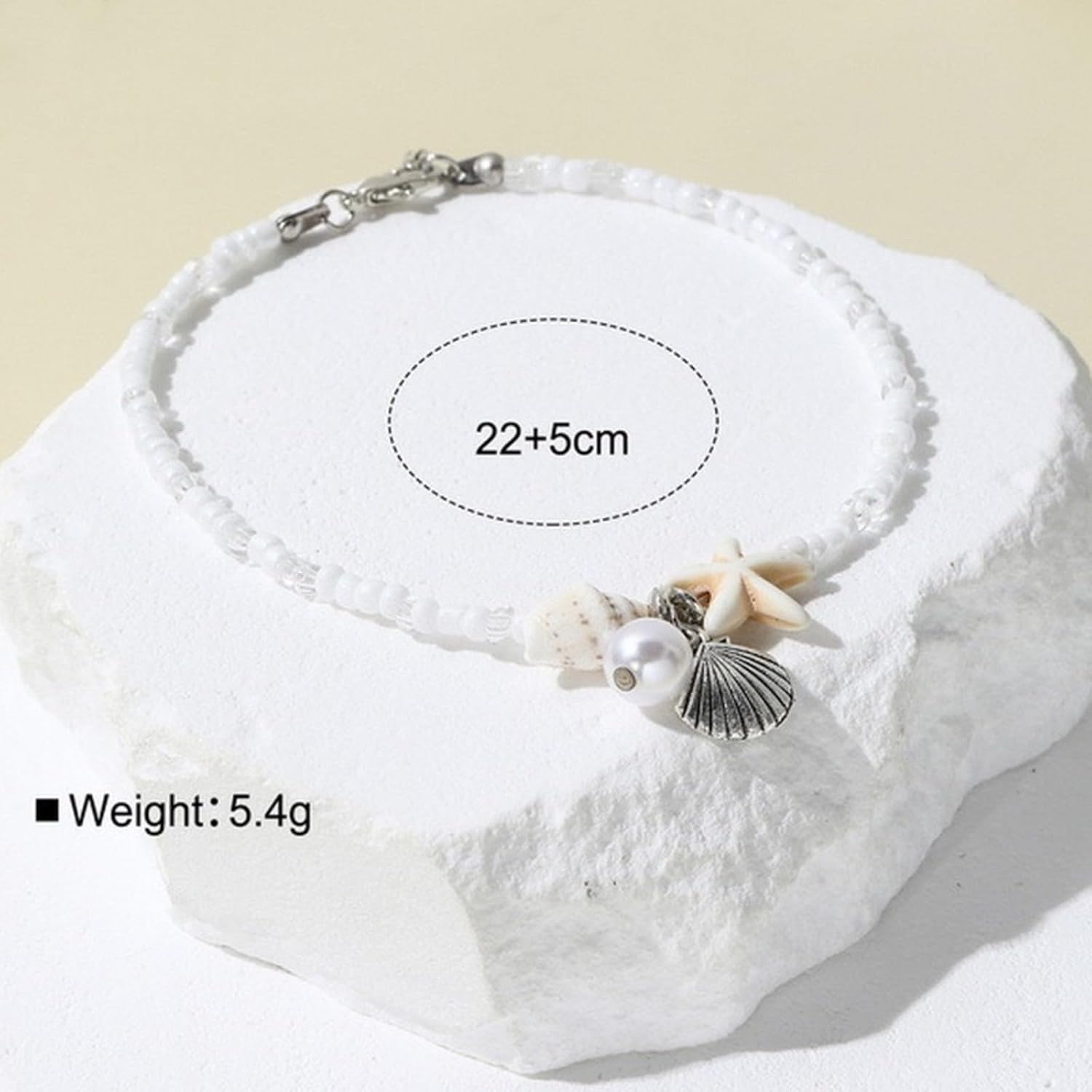 Beach Puka Shell Anklet for Women Waterproof Beaded Ankle Bracelets Adjustable Starfish Seashell Pearl Foot Chain Boho Jewerly Present for Summer Beach Party - Image 2