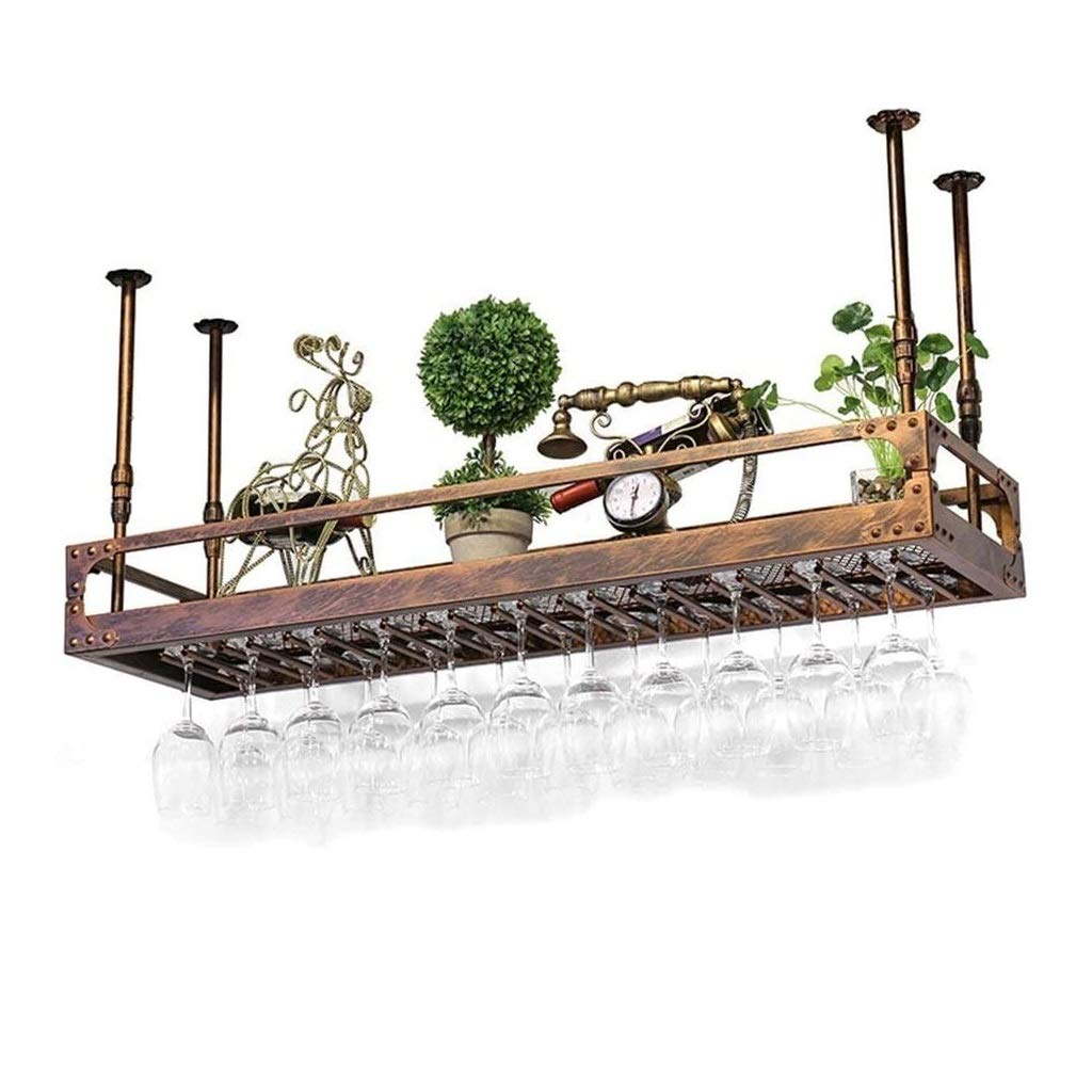 Porte-bouteilles de vin suspendu haut de gamme bronze 80x35cm pour bar