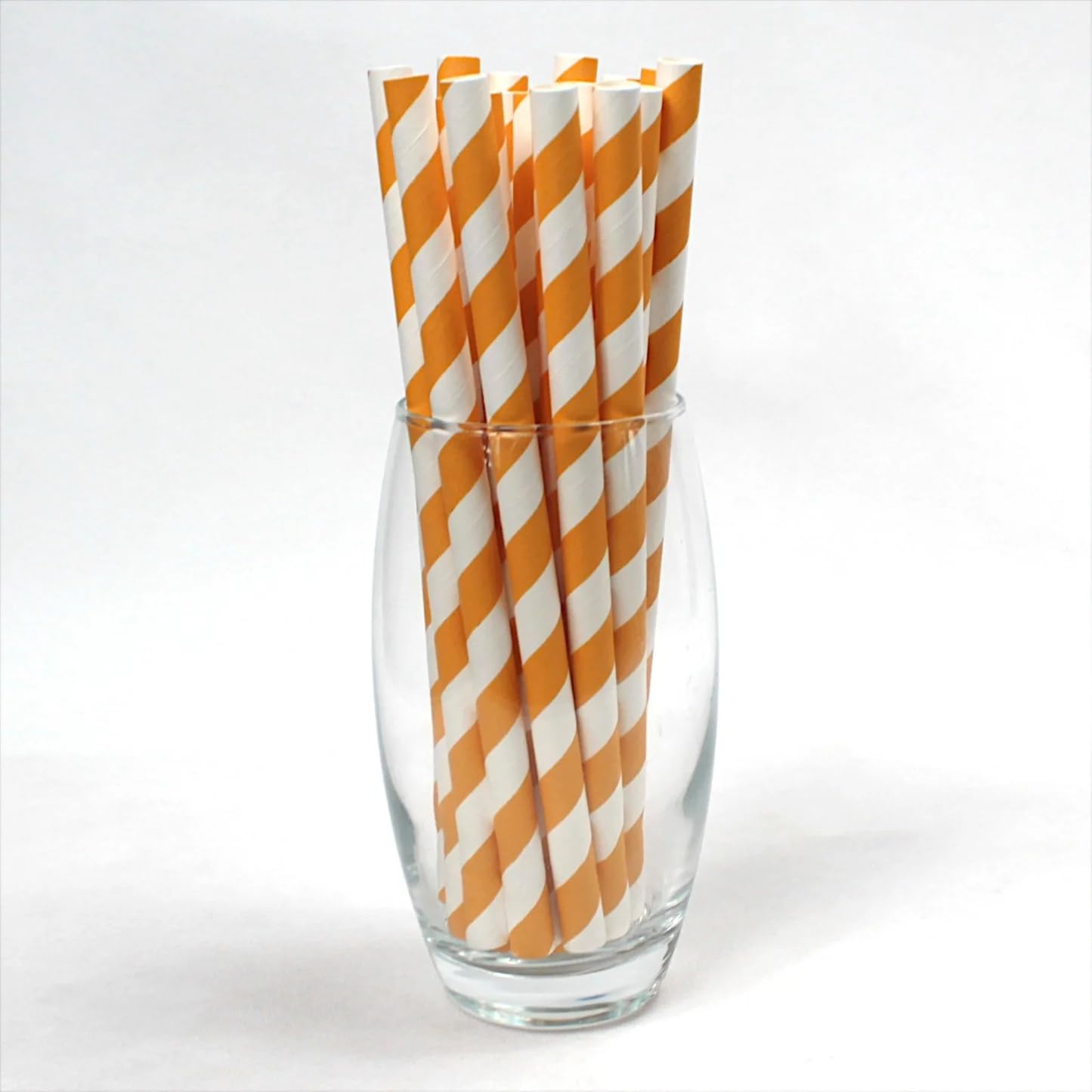 Yellow and White Striped Paper Straws 10mm x 200mm (8") - Pack Size 1,000 - Ideal for Milkshakes & Smoothies/Food Safe/PFAS Free/Biodegradable