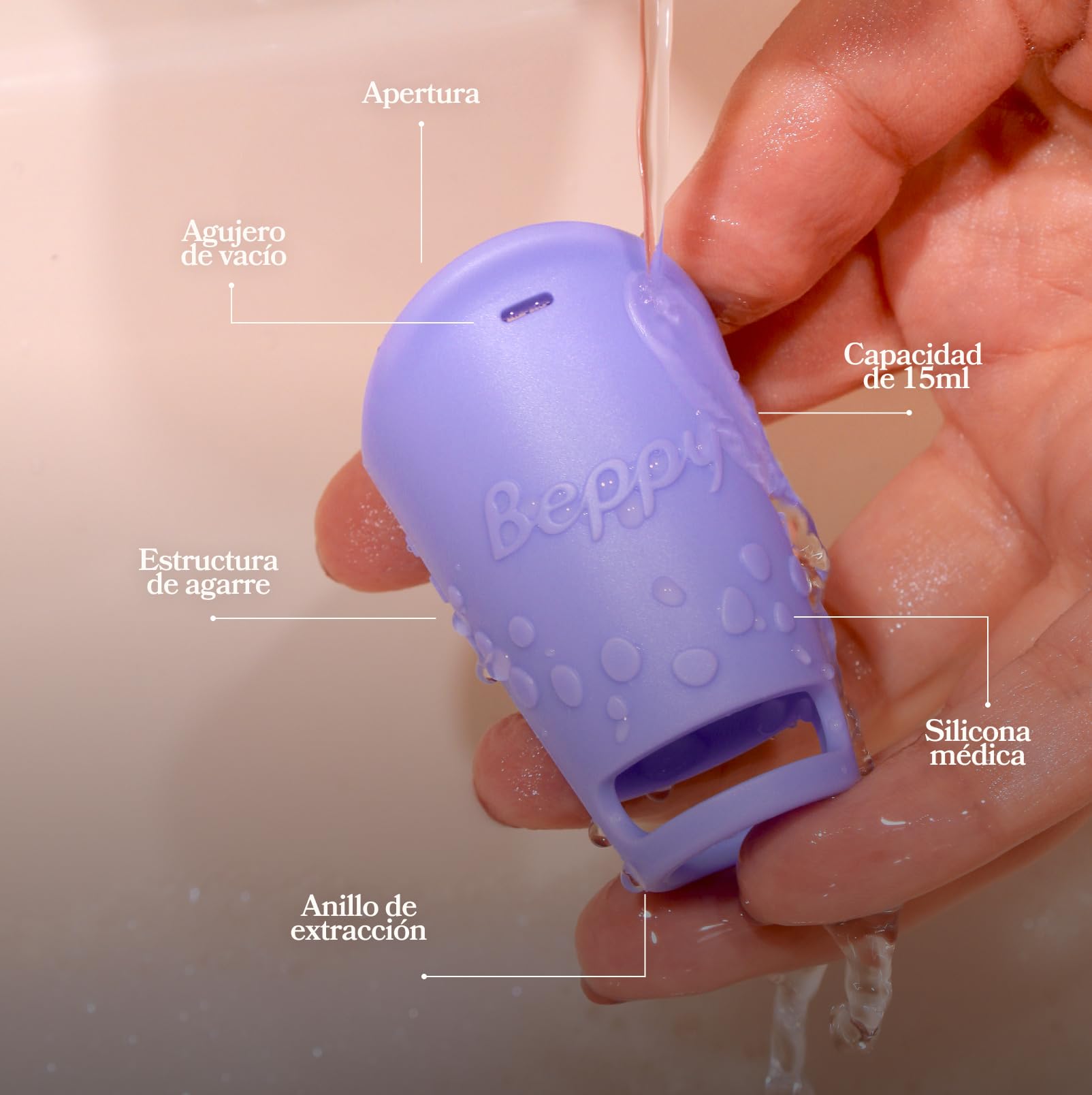Beppy Hollow Tampon - Tampón de silicona - Tampón reutilizable (Lila)