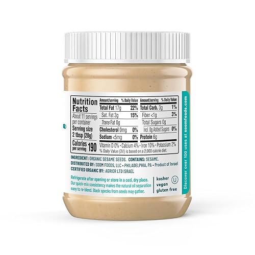 Miniatura 7 de Soom Foods Ground - Pasta orgánica de sésamo Tahini de 11 onzas (paquete de 2)  Textura suave y sedosa en humus, salsas, salsas, aderezos para