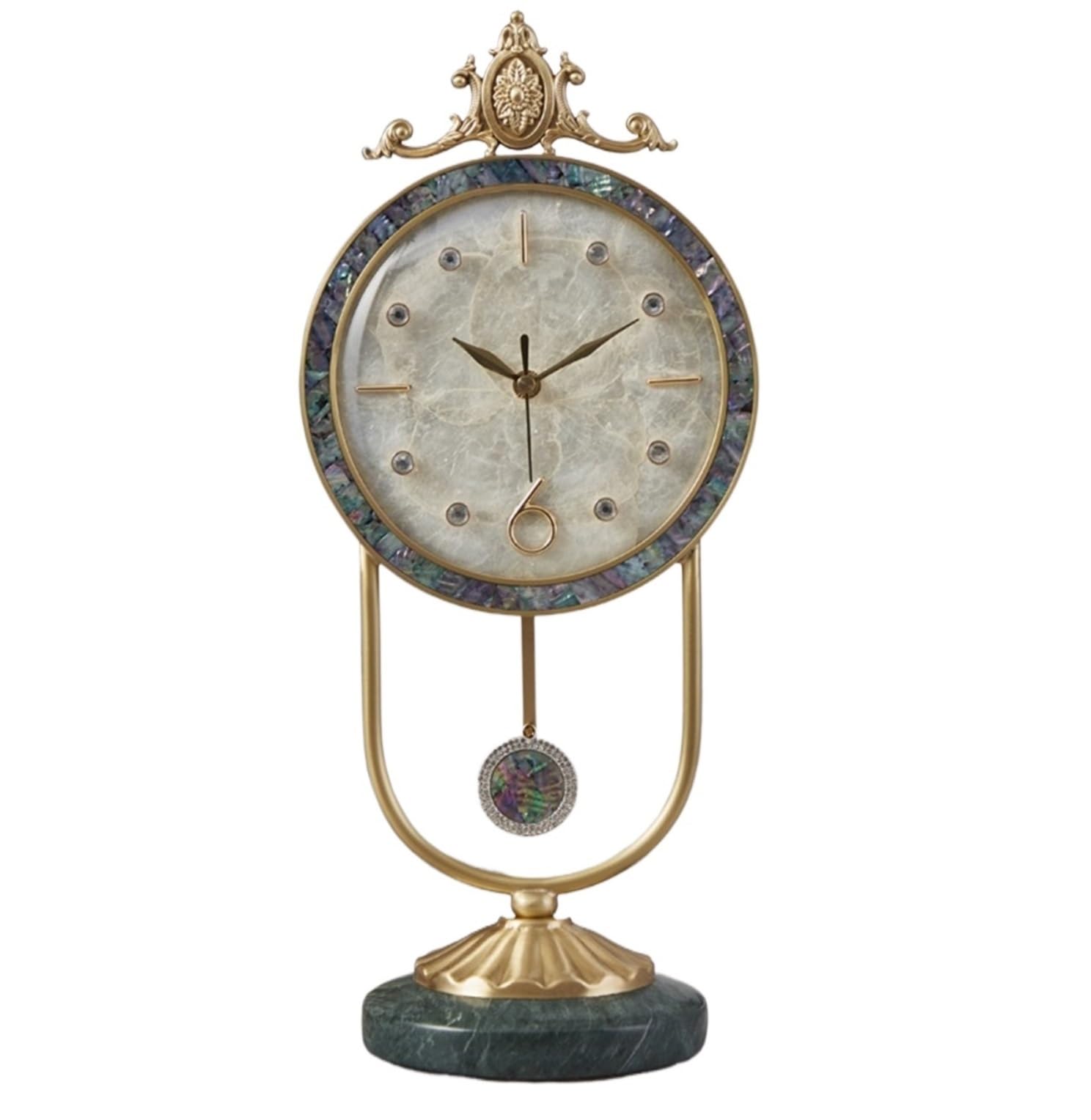 GFJHdfhE Mantel Clock | Classic Design Modern Table Clock With Pendulum Battery Operated Colored Shell Border For Home Bedroom Traditional Style