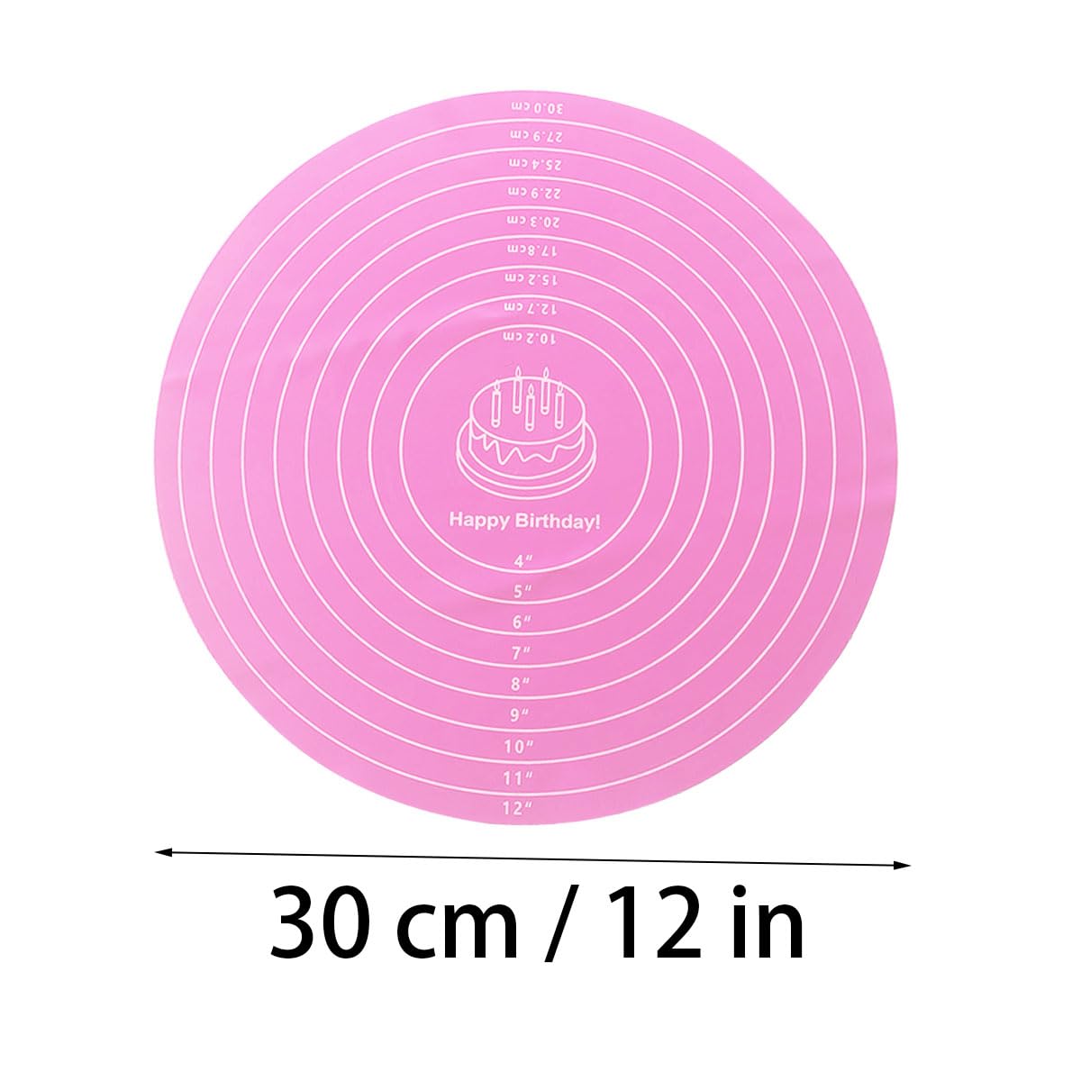 1 tapete redondo rosa para hornear, tapete giratorio para tartas, tapete redondo de silicona para hornear, tapete de repostería de 12 pulgadas para tartas