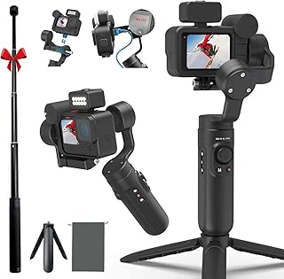Falcon Plus Action Camera Gimbal Stabilizer Compatible with GoPro Hero 11/10/9/8/7, OSMO Action 3/1, Insta360 ONE R,Support Media Mod Prvide Extra Extension Rod and Tripod