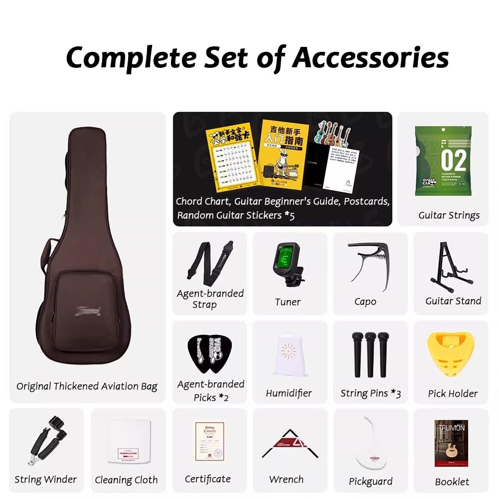 Guitarra Acústica De 41 Pulgadas, Guitarra De 6 Cuerdas Tapa De Abeto, Cejuela De Hueso Para Principiantes, Intermedios, Adultos Y Adolescentes(Natural wood color)