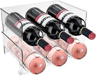 Mnixy 2 Pcs Water Bottle Storage Organiser Rack Stackable Plastic Countertop Wine Rack Plastic Cup Holder for Kitchen Countertop Pantry Storage, Sports Flask, Baby Bottle, Water Bottle Storage