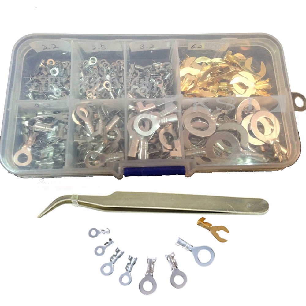 300pcs 8 Sizes Non-Insulated Crimping Ring Terminals Car Connectors Assortment Set Kit
