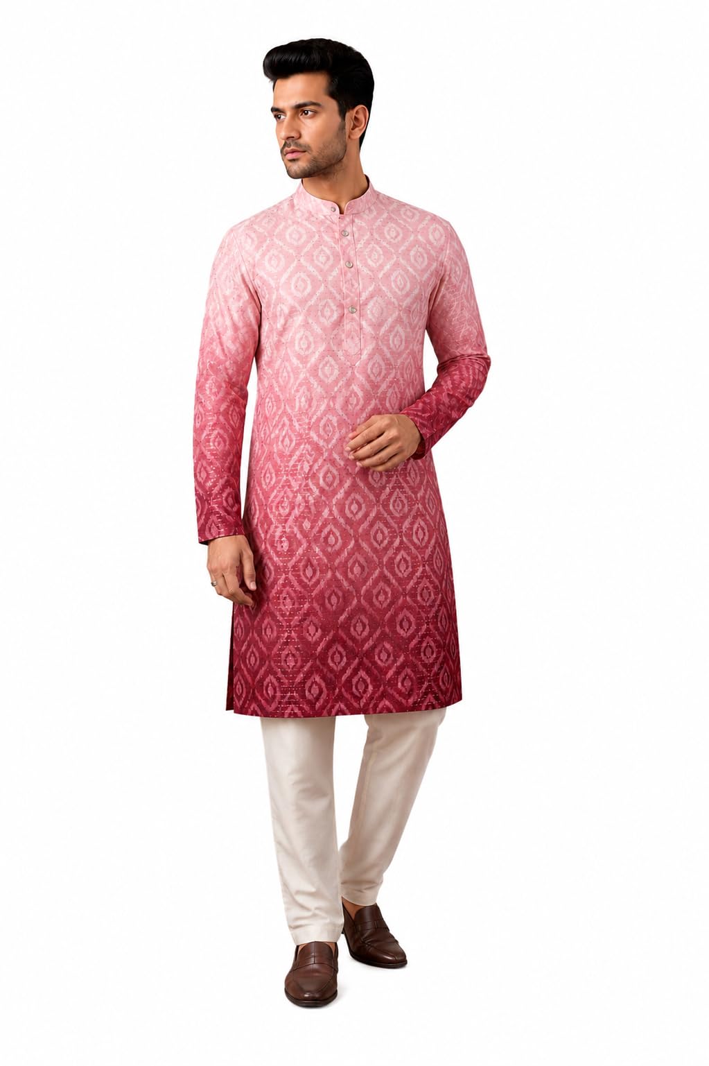 Men’s Cotton Blend Chikankari Embroidered Kurta for Men with Regular Full Sleeve Mandarin Collar Ethnic Traditional Festive Wedding Stylish Indian Kurta for Men & Adults-picture-35