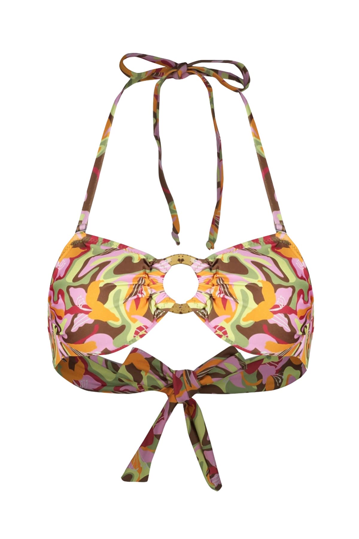 Trendyol FeMan Regular fit Strapless Knit Bikini Top,Pink-Multicolor,34