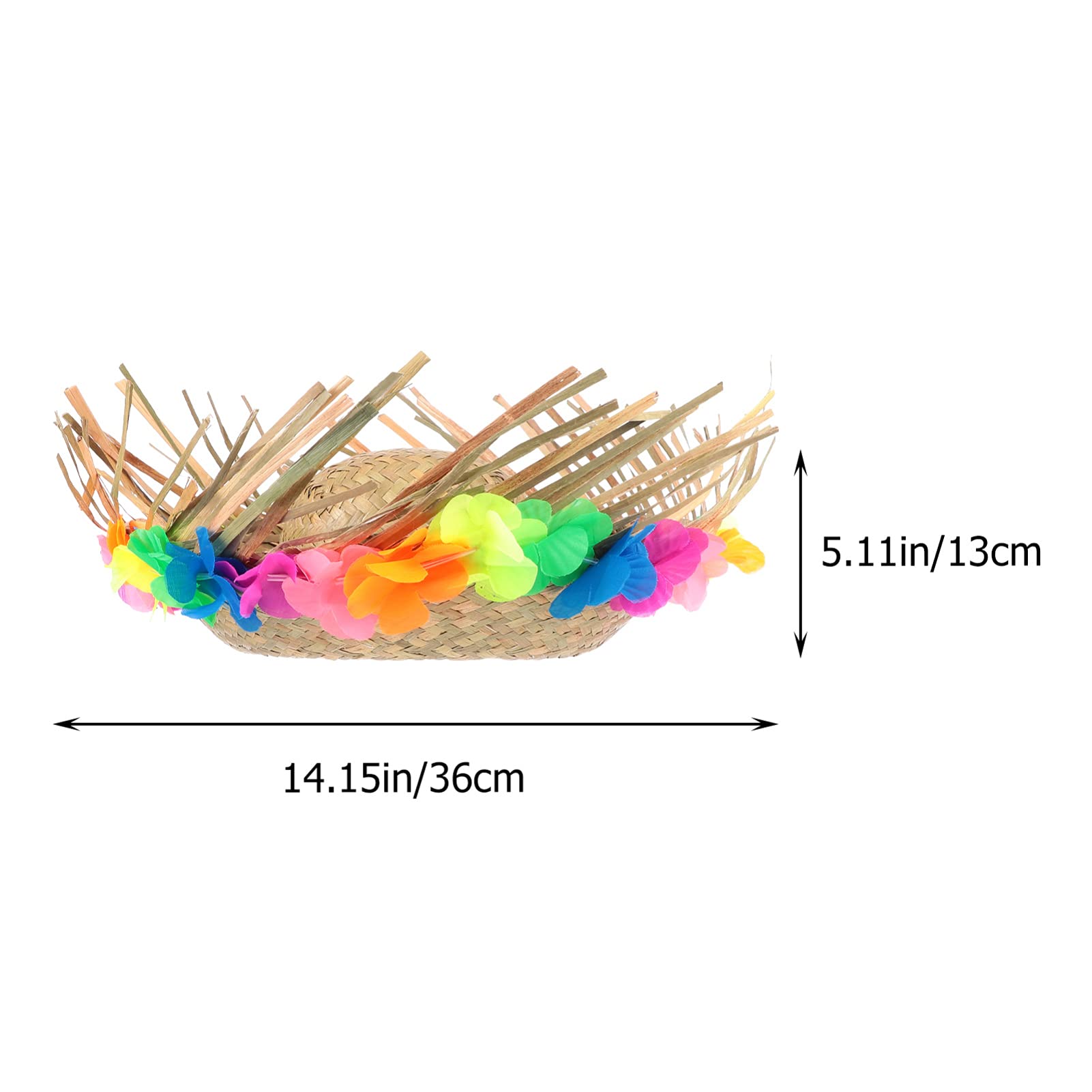 NOLITOY Sombreros hawaianos de paja para adultos, divertido sombrero de fiesta con ribete floral, suministros de fantasía hawaianos para fiestas de verano, disfraces, accesorios de decoración